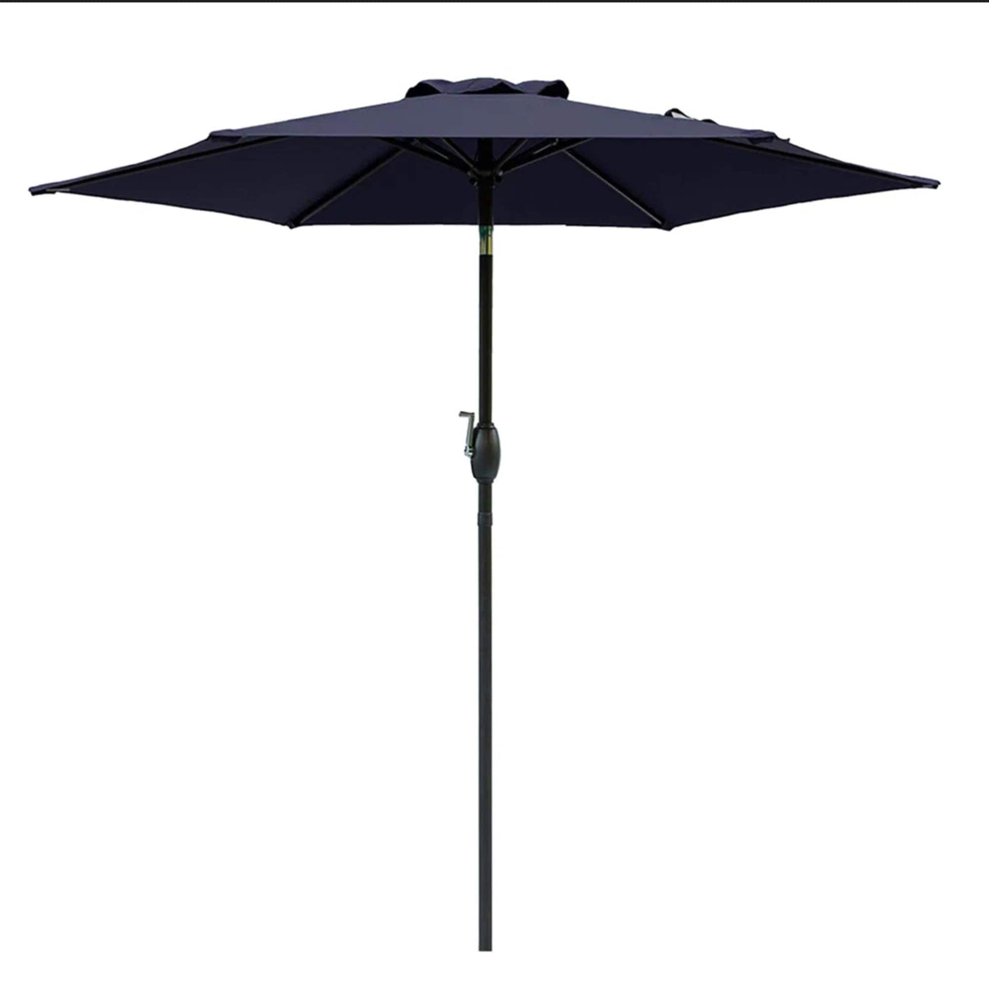 Rbied - 7.5 Feet Market Umbrella Navy Blue Crank Lift Tilt UV Resistant Canopy for Pool Backyard ...