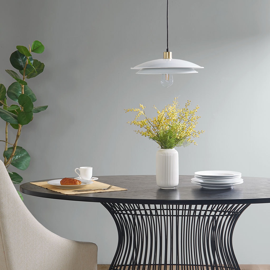 JUSHUA 2 Tier Layered Shade Pendant Light for Modern Interior Design