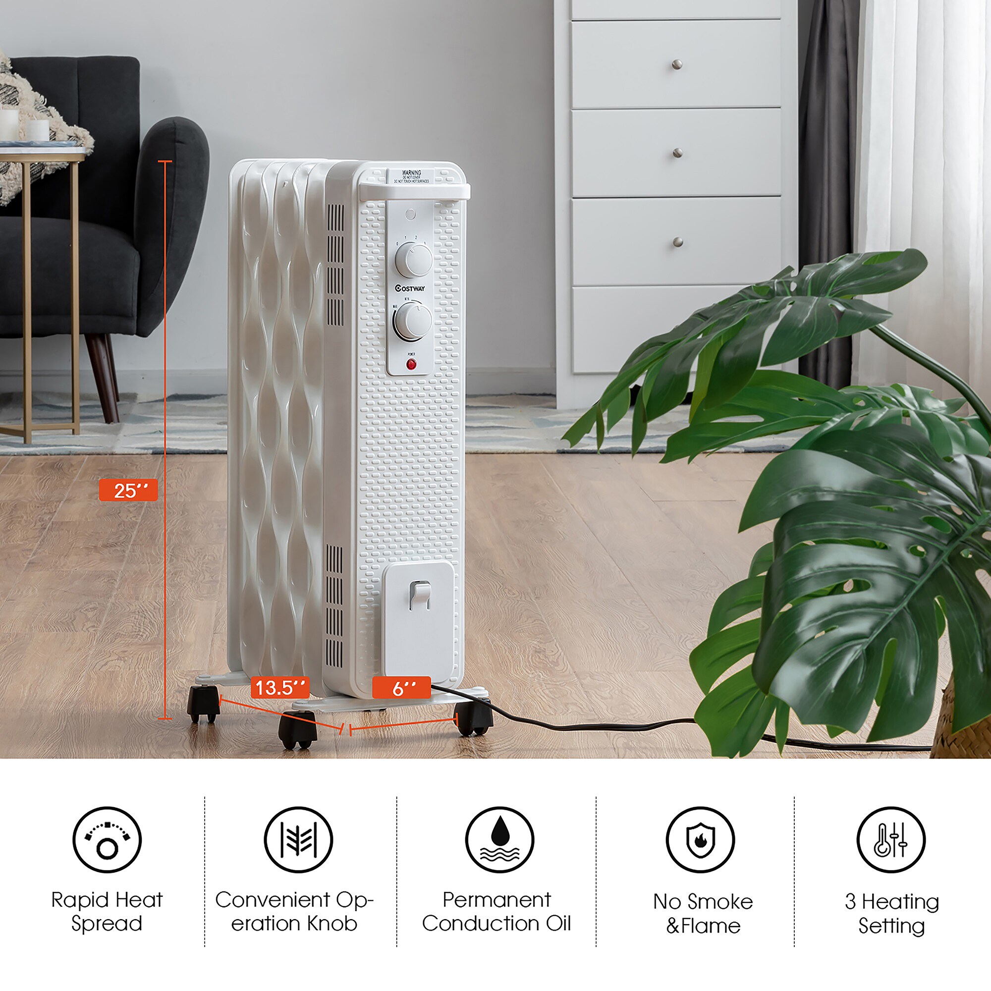 Goplus EP24918US-WH Portable-Electric-Heat - View #7