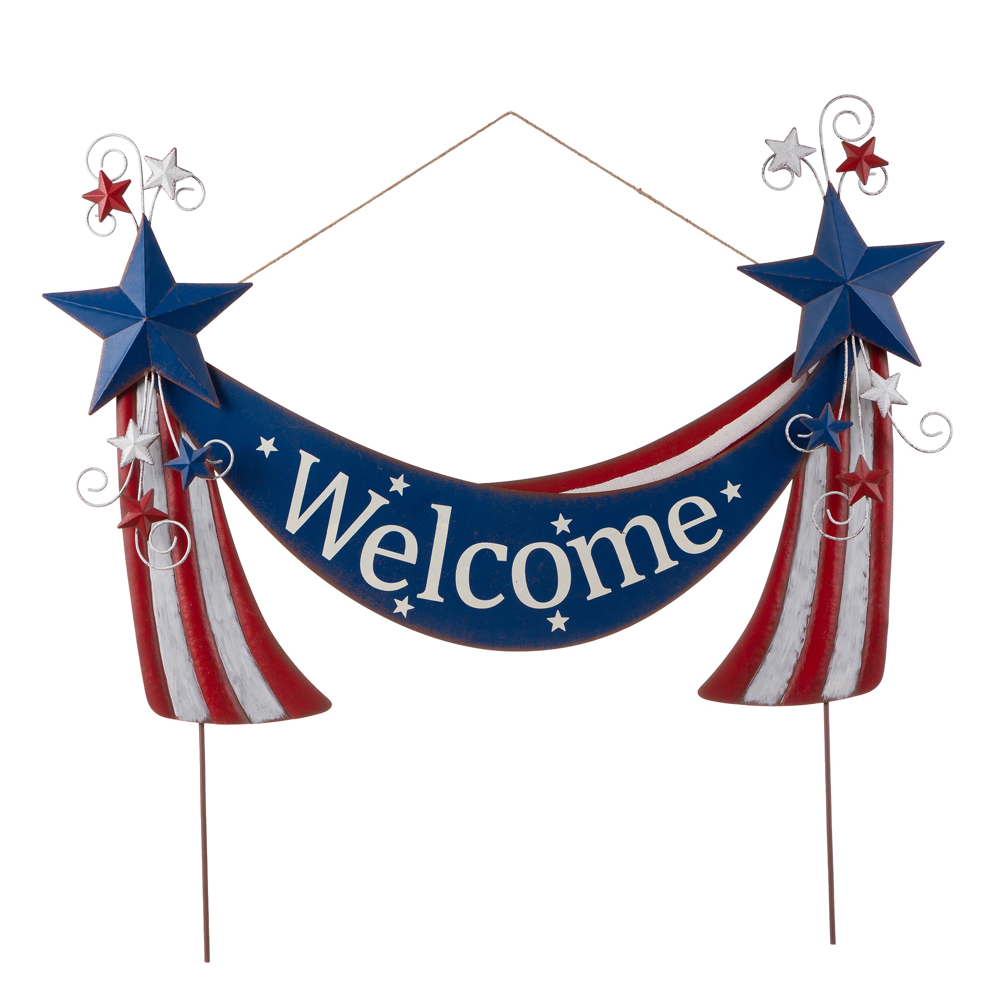 Glitzhome 2004000009 Metal Outdoor Free standing decoration Stars 4th of July Decor