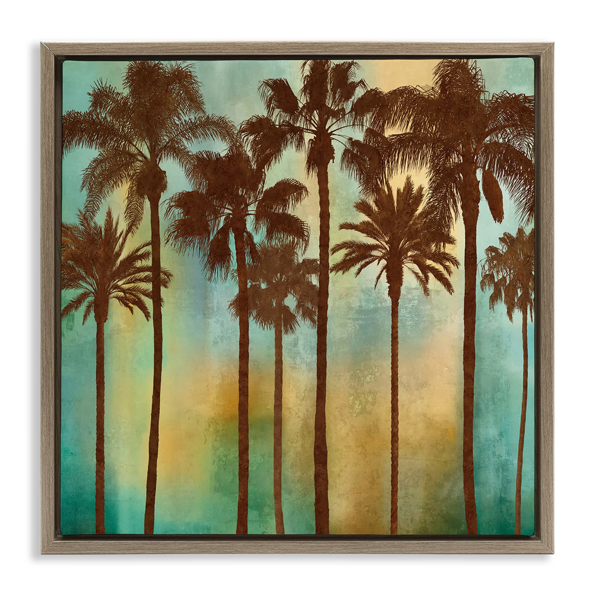 Stupell Industries BS-550-FFE-17X17 Looming Palms on Gradient Floating Frame design by John Seba
