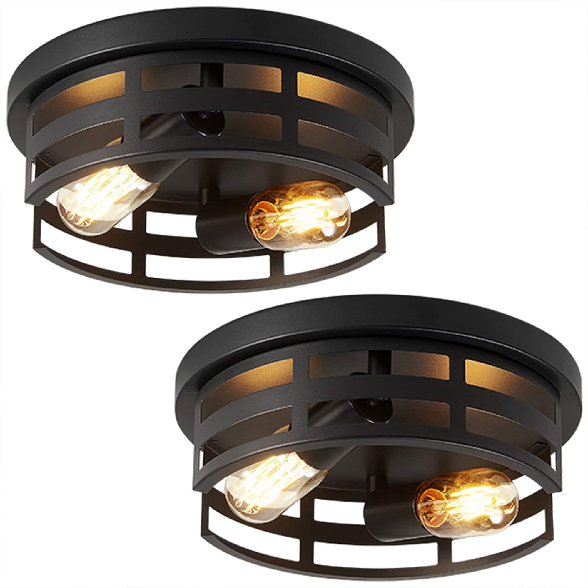 DIKAIDA 2-Light Flush Mount Ceiling Light Fixture 11 IN Farmhouse Round Ceiling Mount