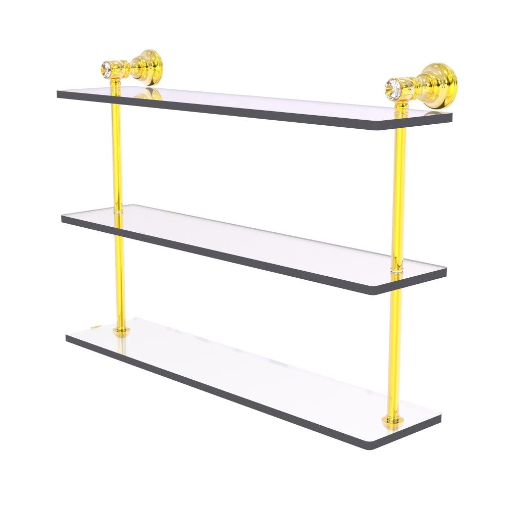 Allied Brass CC-5-22-PB Carolina Crystal Polished Brass 3 -Tier Wall mount Bathroom Shelf ( 22-in x 16-in x 5-in )
