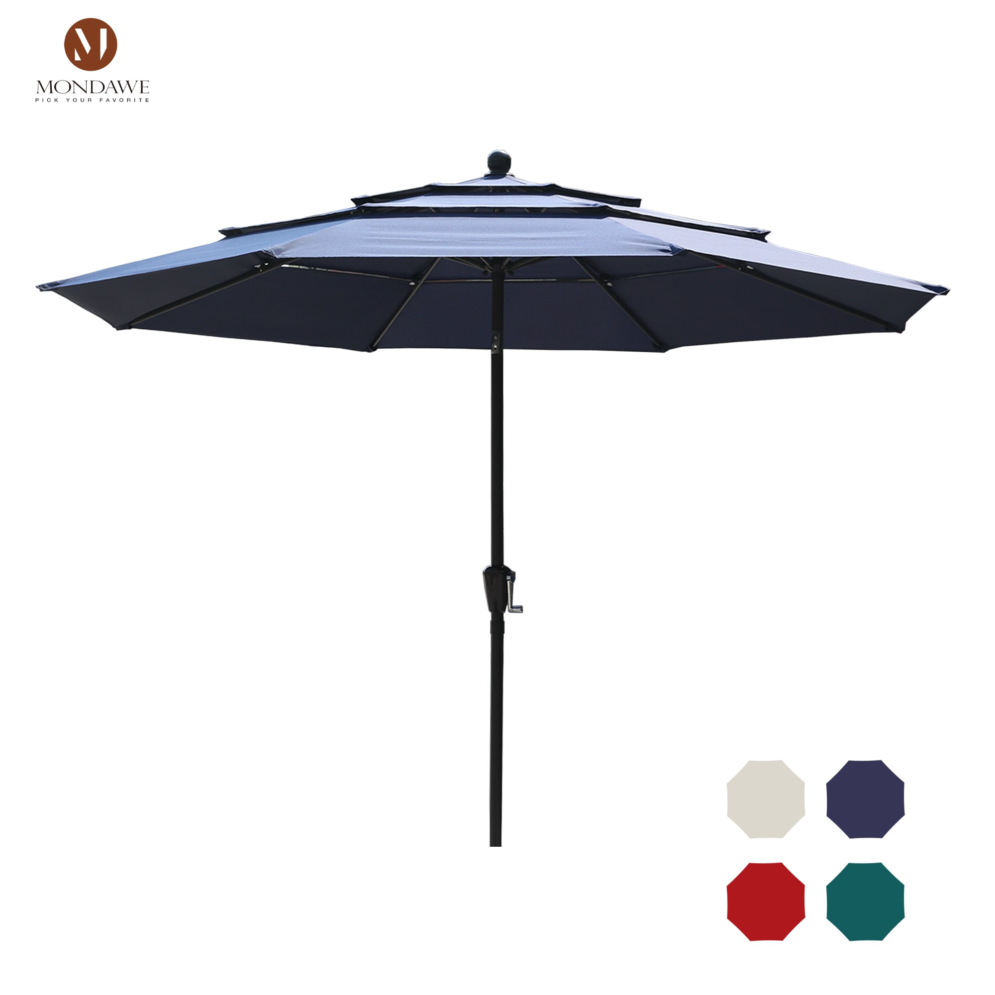 Mondawe WF-WS7940 10-ft Aluminum Navy Push-button Tilt Market Patio Umbrella