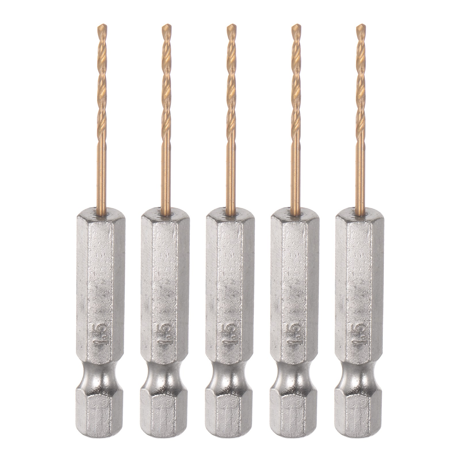Unique Bargains 5pcs 1/4 Inch Hex Shank Drill Bits 1.5mm Titanium Drill Bits Set M35 High Speed Steel Twist Drill Bit 62mm Long Fully Ground for Wood Stainless Steel Metal Plastic Plastic