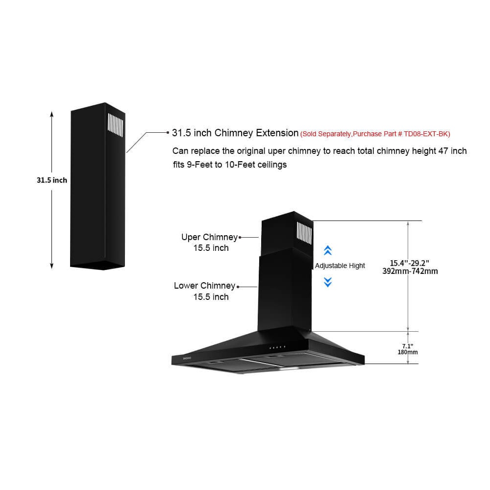 Kahomvis GEHT-DOQP-V6V Wall-Mounted-Range-Hoods - View #12