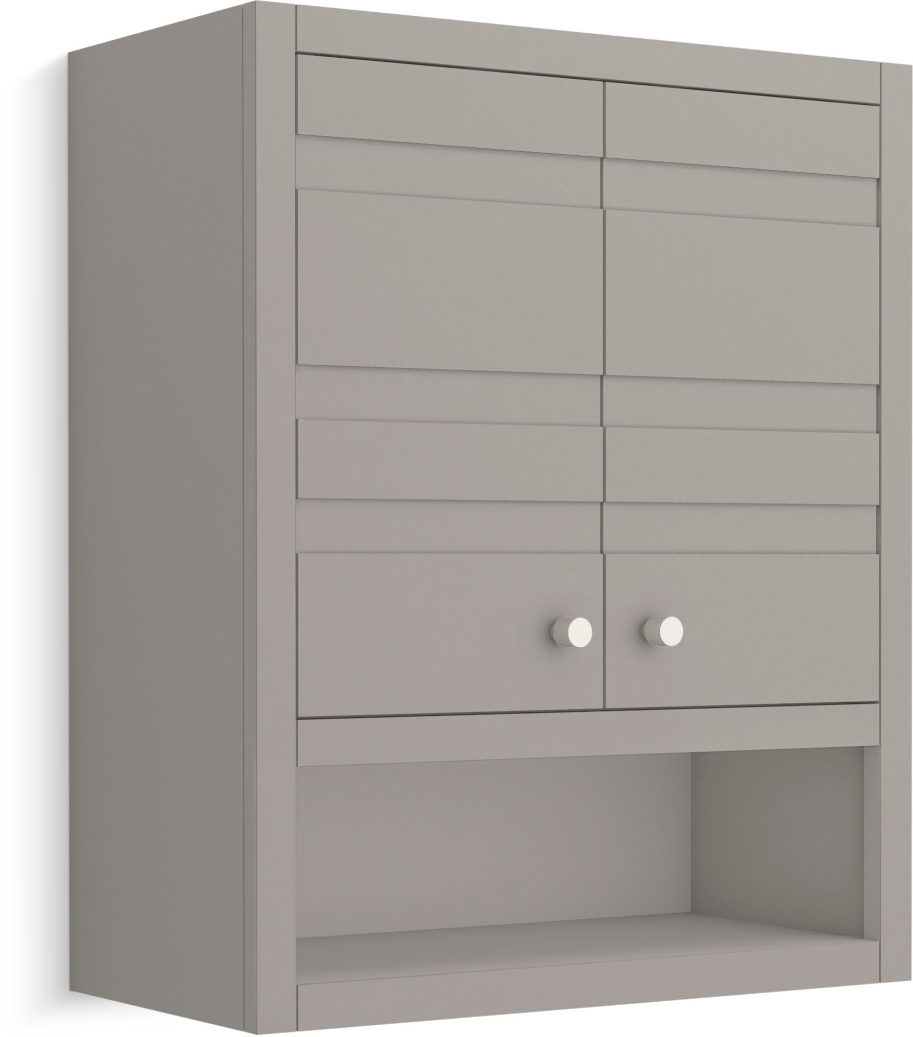 KOHLER 33528-ASB-1WT Helst 24-in x 28-in x 10-in Mohair Grey Soft Close Bathroom Wall Cabinet