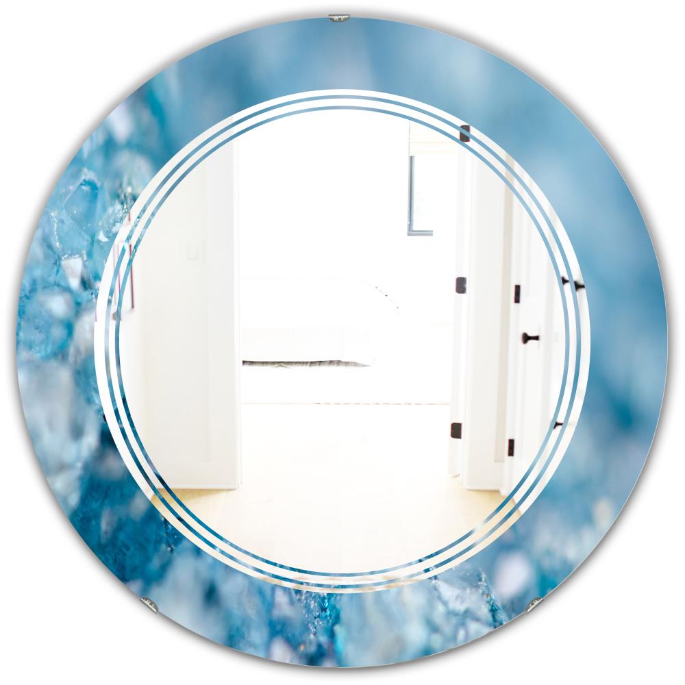 Designart 24-in W x 24-in H Round Blue Polished Frameless Wall Mirror ...