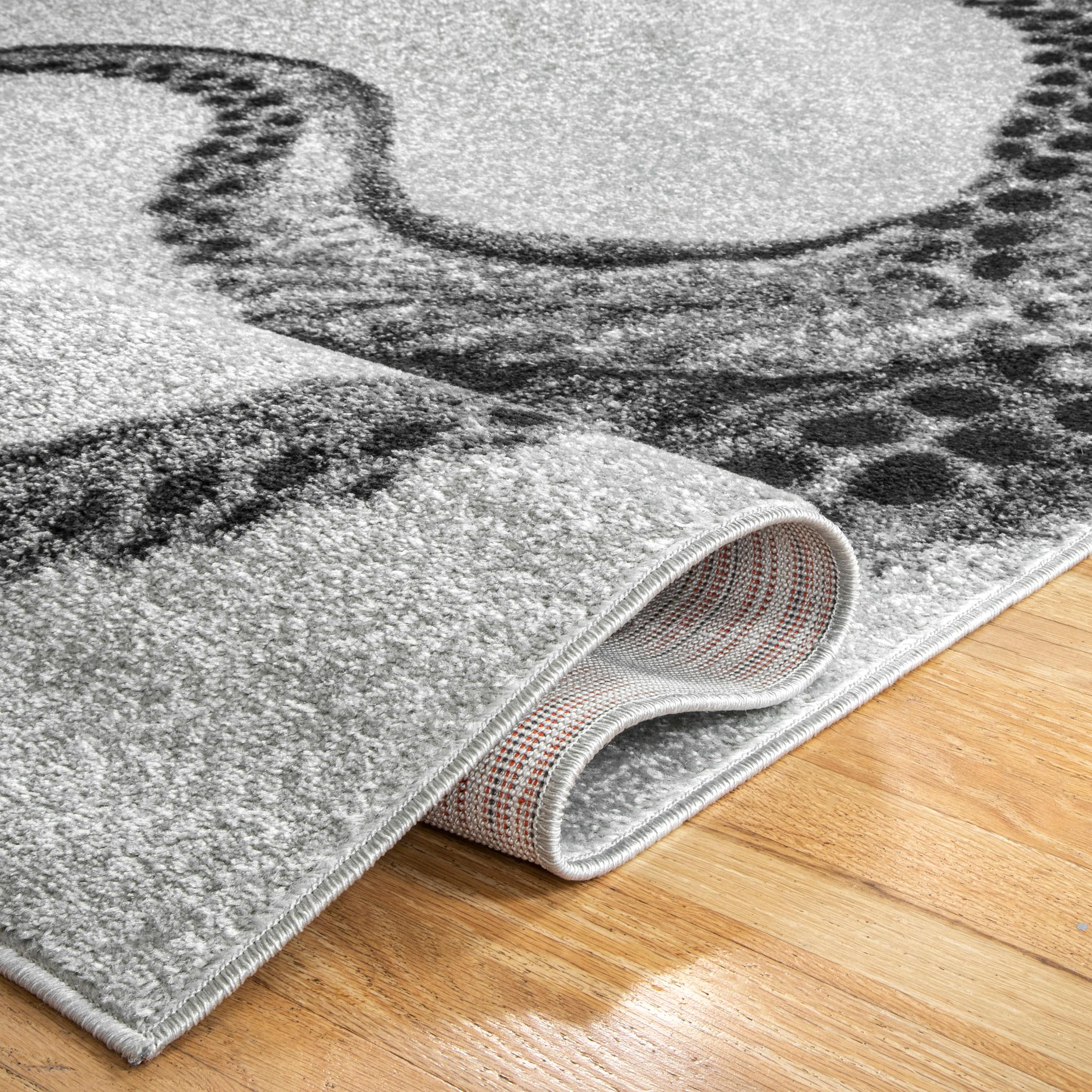 Gray Flat Woven Reversible Synthetic Rectangular Rug