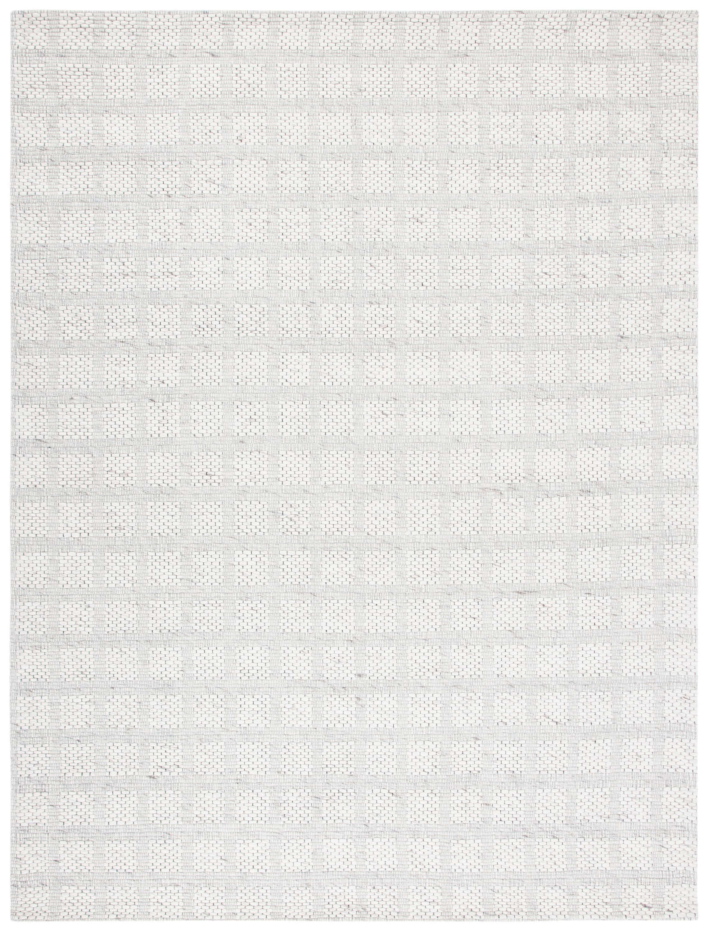 Gray and Beige Rectangular Wool Handwoven Area Rug, 8' x 10'