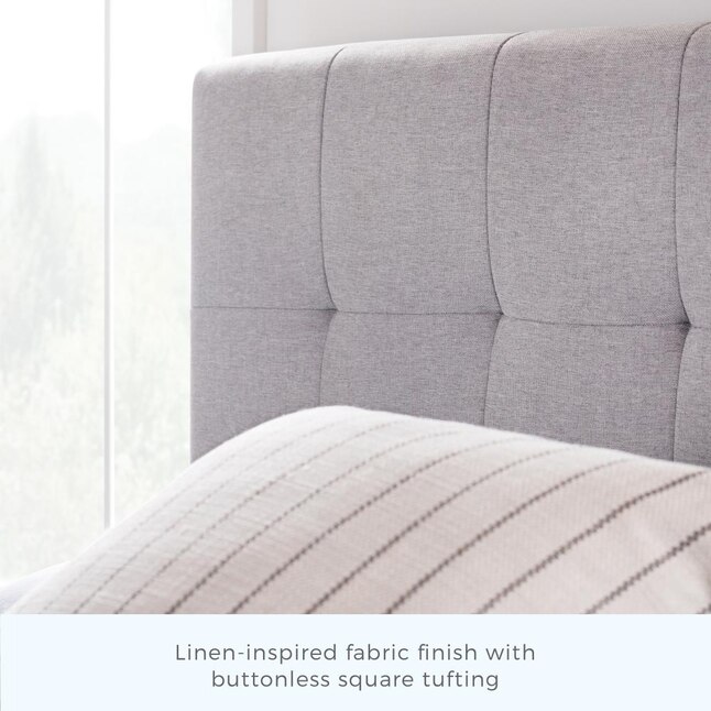 Brookside Cara Square Tufted Stone Full Upholstered Bed at Lowes.com