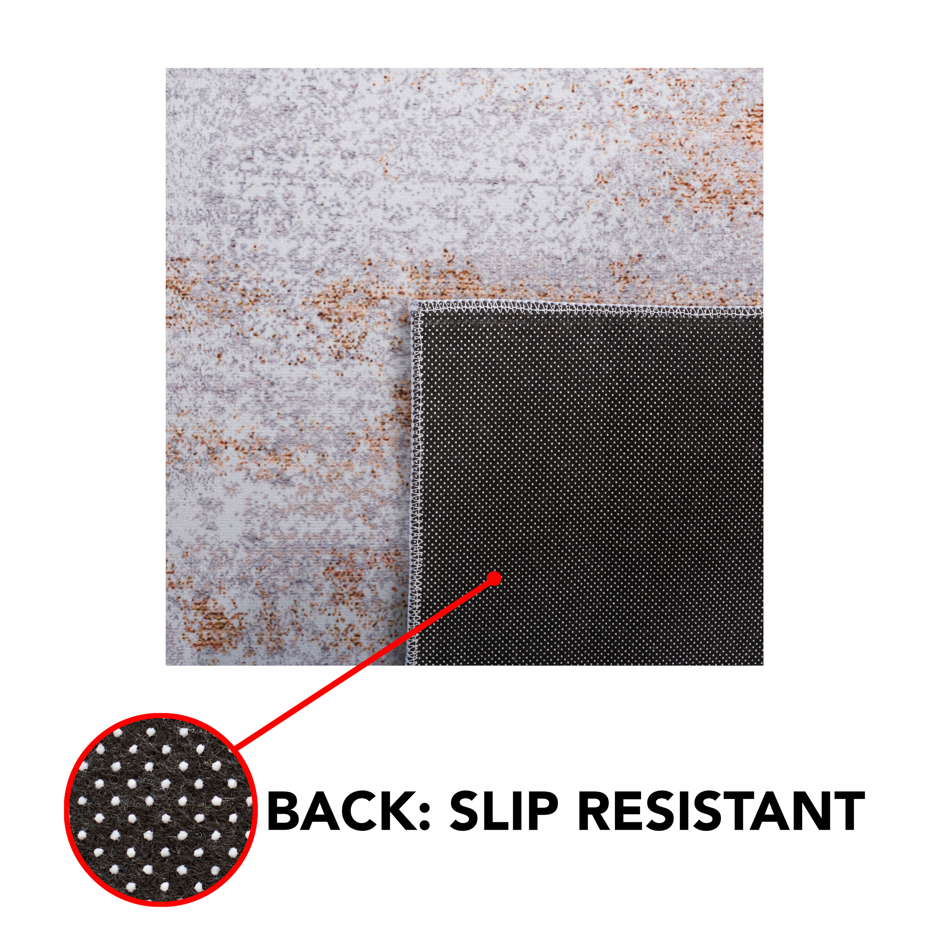 Gray and Rust Abstract Synthetic 4' x 6' Area Rug
