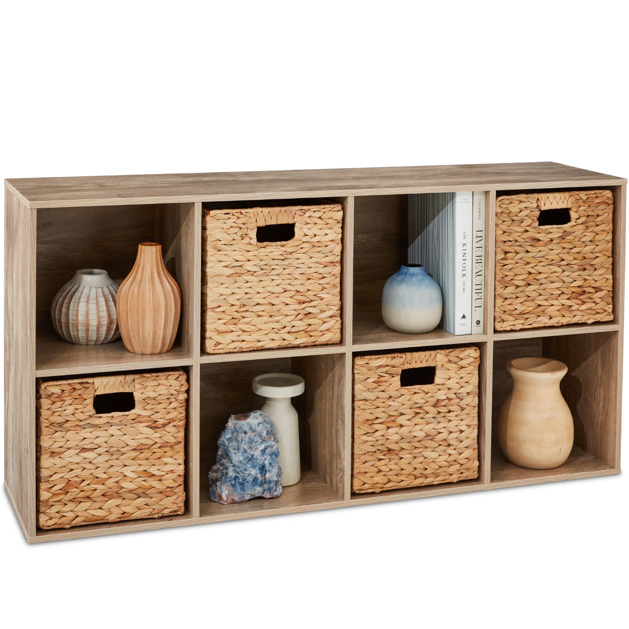 Best Choice Products SKY8764 8-Cube Bookshelf 135in Display Storage System Organizer w/ Removable Back Panels - Greige