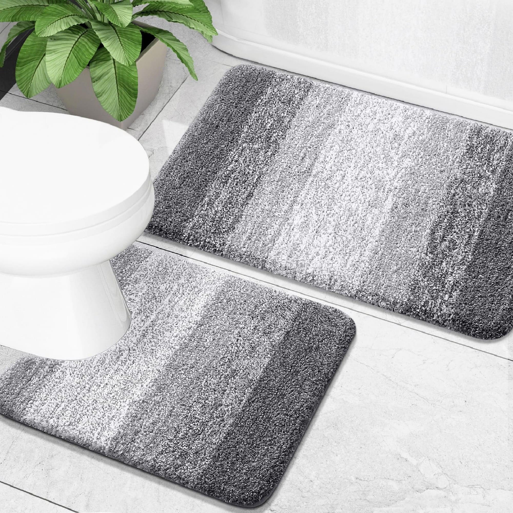 Wudkey Soft Absorbent Bathroom Rug Set of  2