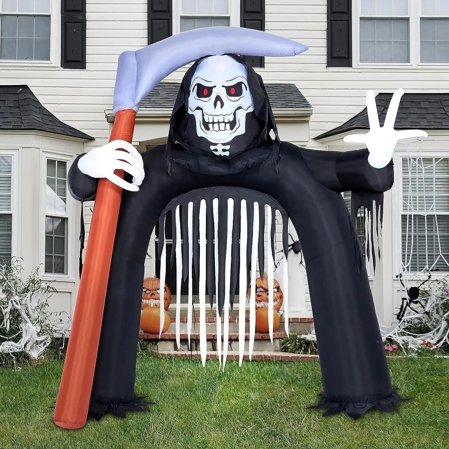 SYNCFUN 10.5-ft Freestanding Lighted Grim Reaper Inflatable In The ...