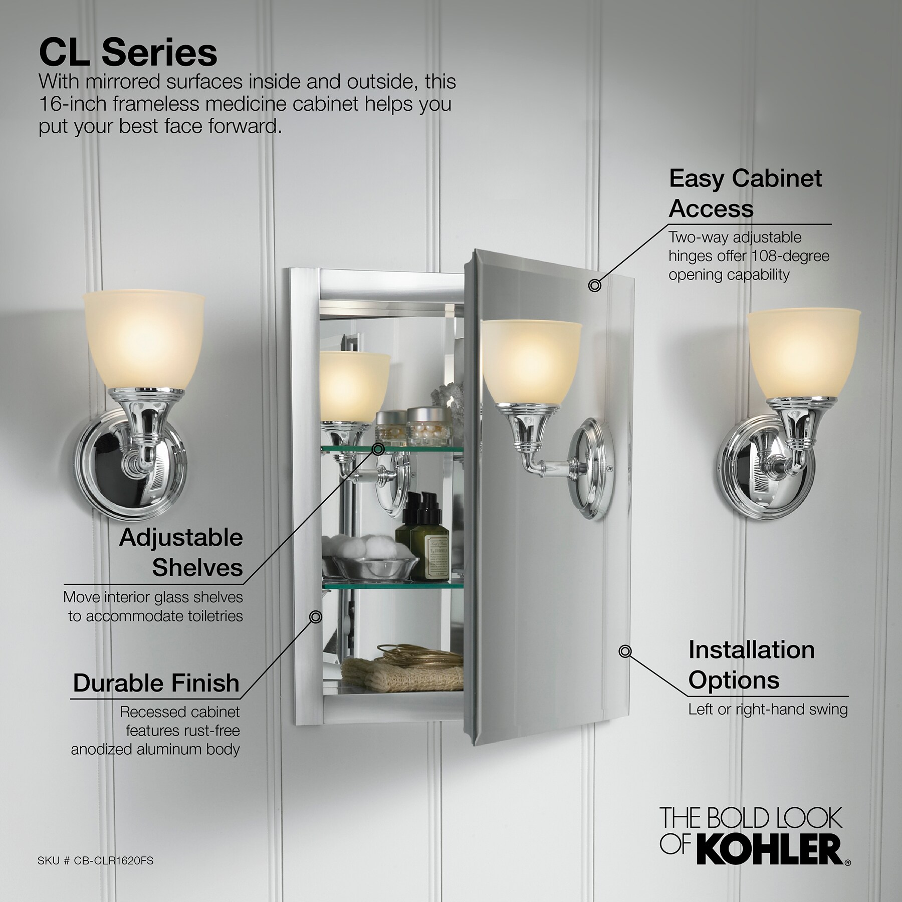 KOHLER CB-CLR1620FS Bathroom-Medicine-Cabinets - View #7