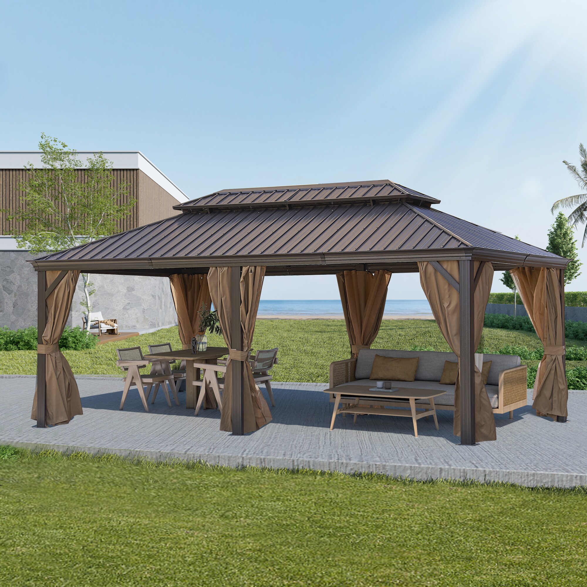 SINOFURN SYE350012GY Wood-Resin-Gazebos - View #4