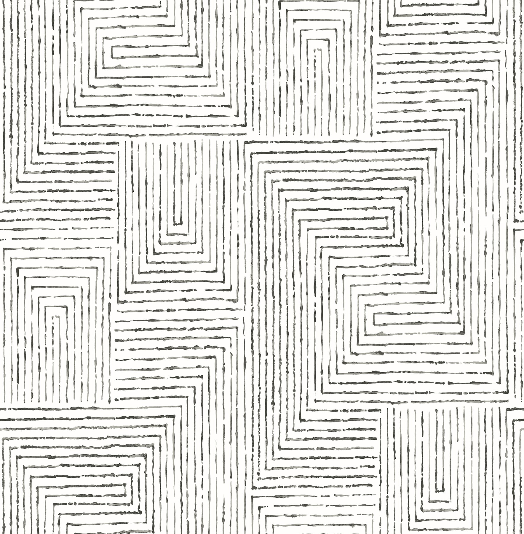 Scott Living 2964-25958 56.38-Sq. Feet Black Non-woven Textured Geometric 3D Unpasted Wallpaper