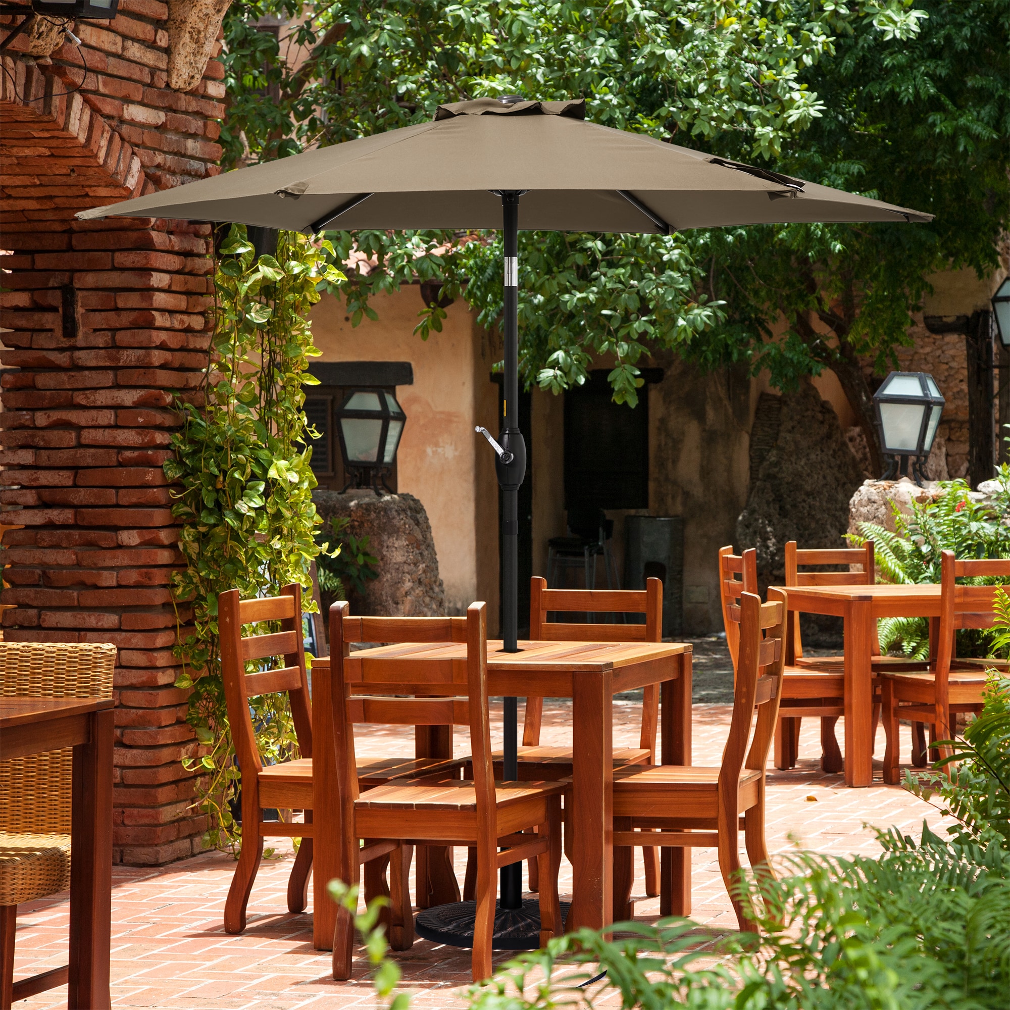 ACEGOSES LW-75TP 7.5-ft Steel Tan Push-button Tilt Market Patio Umbrella
