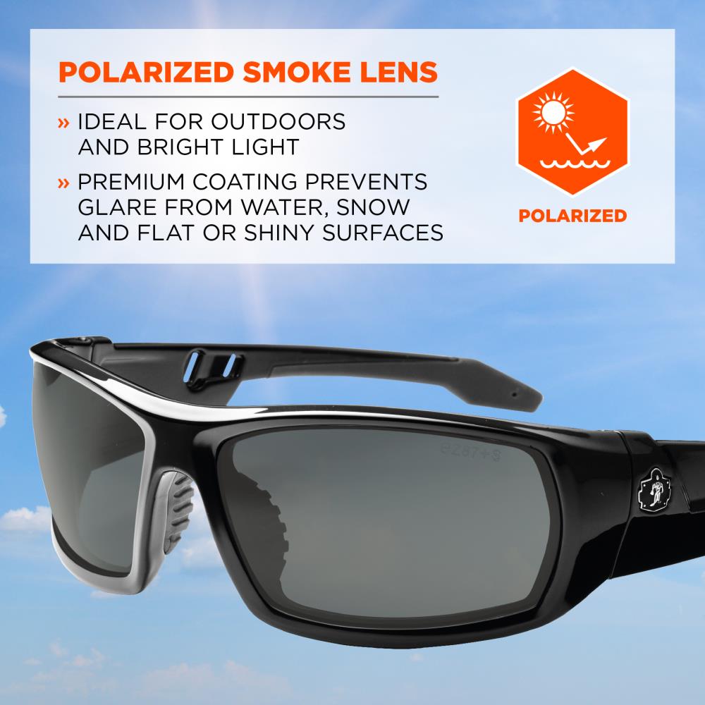 Ergodyne Skullerz Odin Polarized Smoke Lens Black Safety Glasses