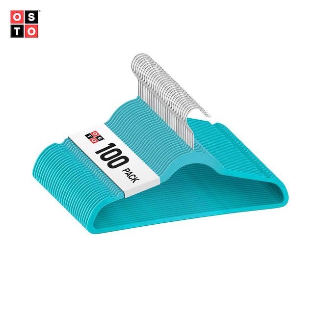OSTO 100-Pack Velvet Non-slip Grip Clothing Hanger (Turquoise) at