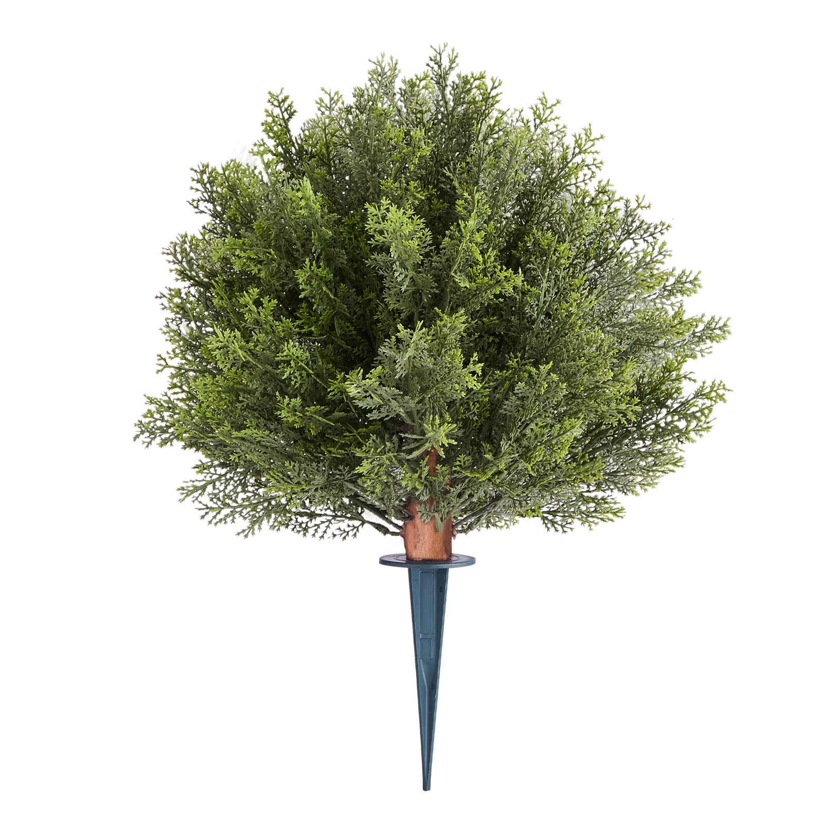 VEVOR Artificial Topiary Cypress Trees with Ground Spike 16 inch 2 Set Faux Shrubs and Bushes Potted Plants Fake Silk Tree Look Real for Decor Front Porch Outdoor Indoor Patio Garden Balcony Backyard