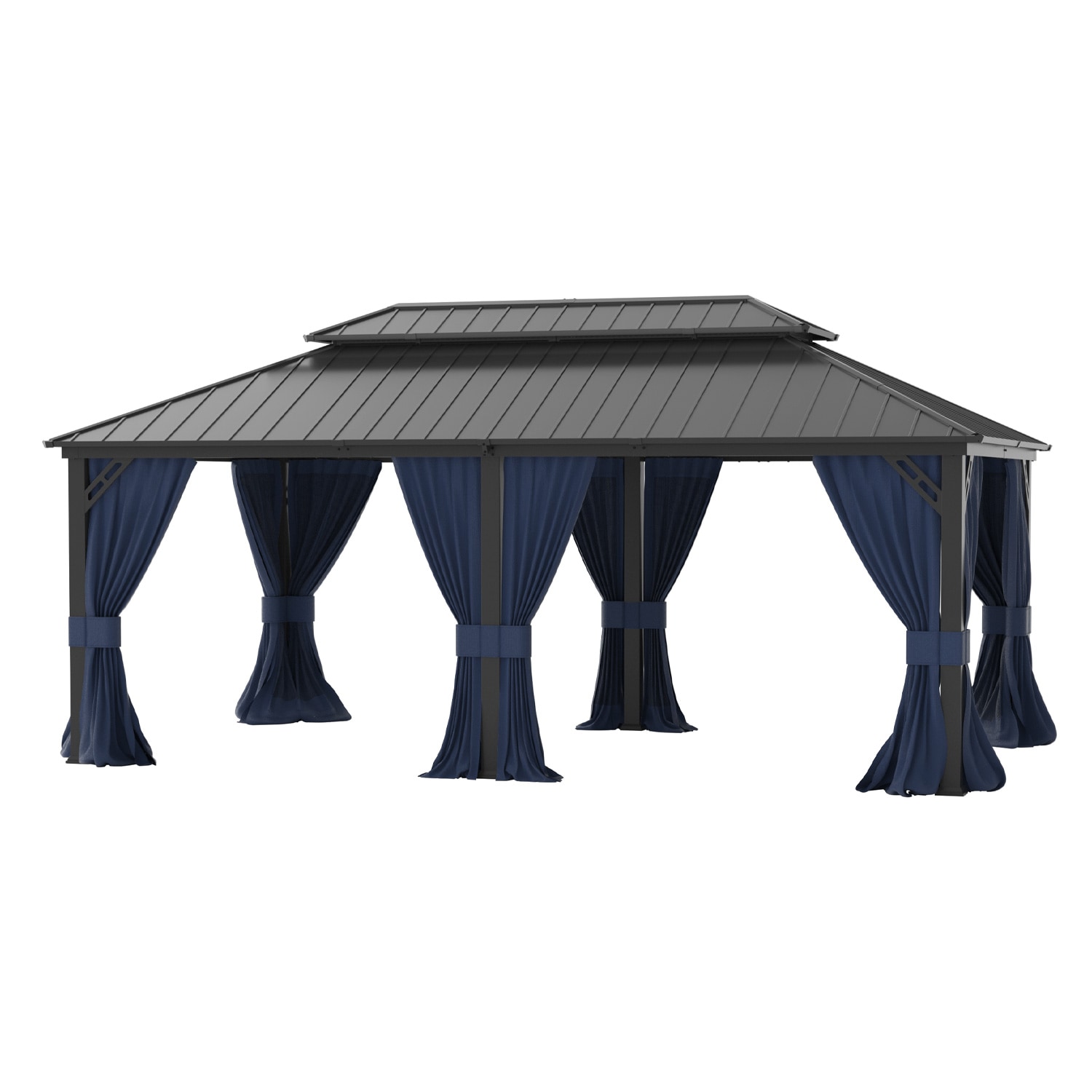 ALAULM LS-1220GAZBEO-NAVY 20-ft x 12-ft HARDTOP GAZEBO Navyblue Gazebo with Hardtop Roof (Screen Included)