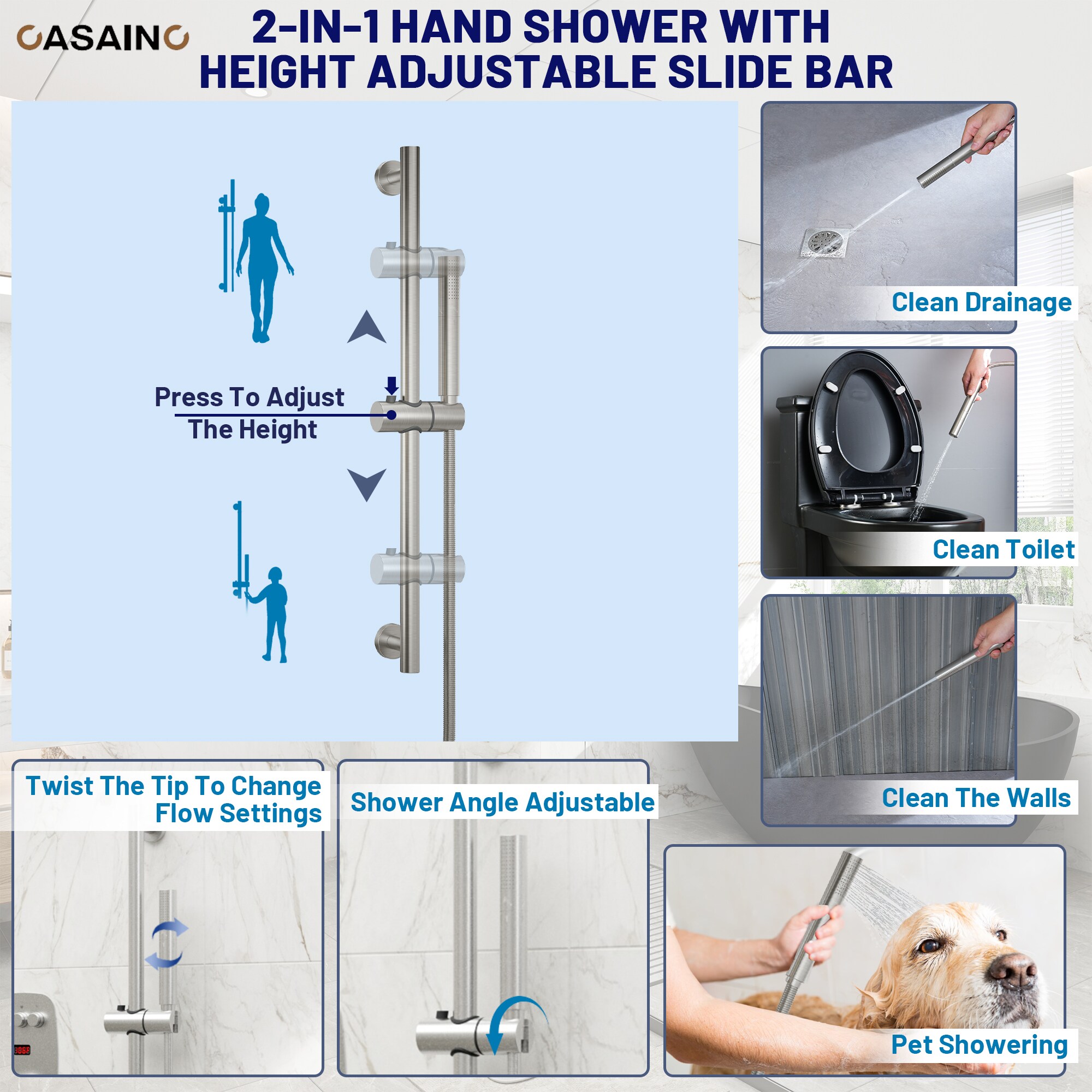 CASAINC BR01008SX12BN Showerhead-Bar-Panels - View #4