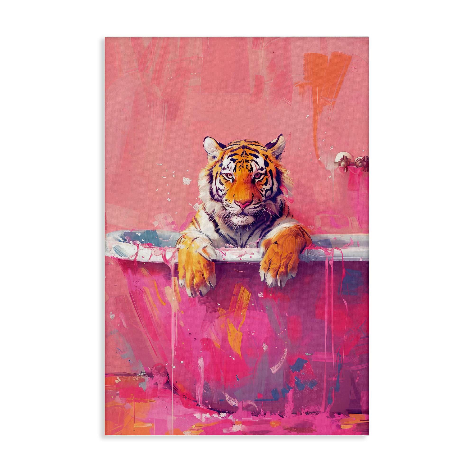 Stupell Industries BT-843-CN-30X45 Bright Bathing Tiger in Tub Canvas Wall Art By LSR Design Studio 30 x 45