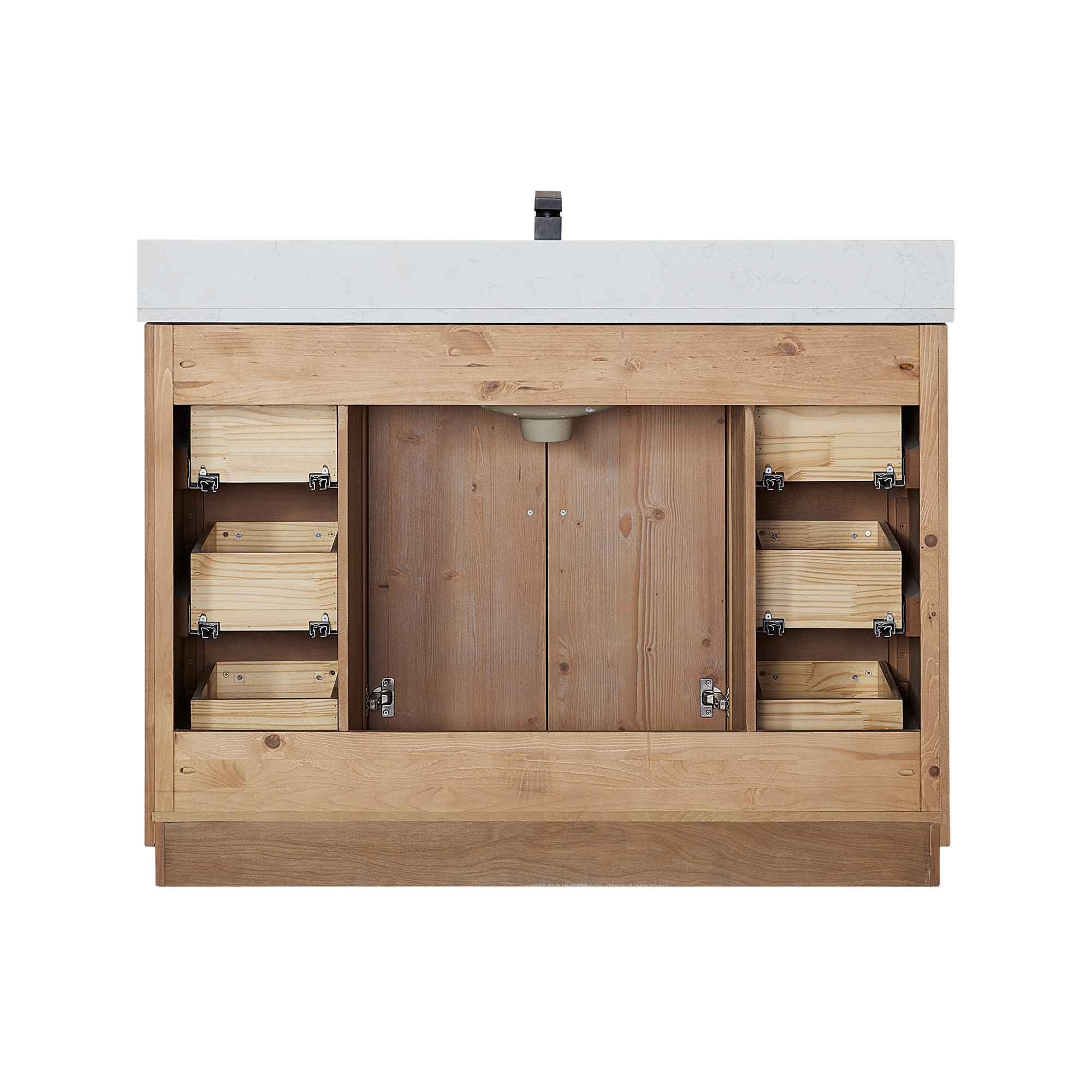 Anais Light Brown Wood Bathroom Vanity with White Stone Countertop, 48 inch