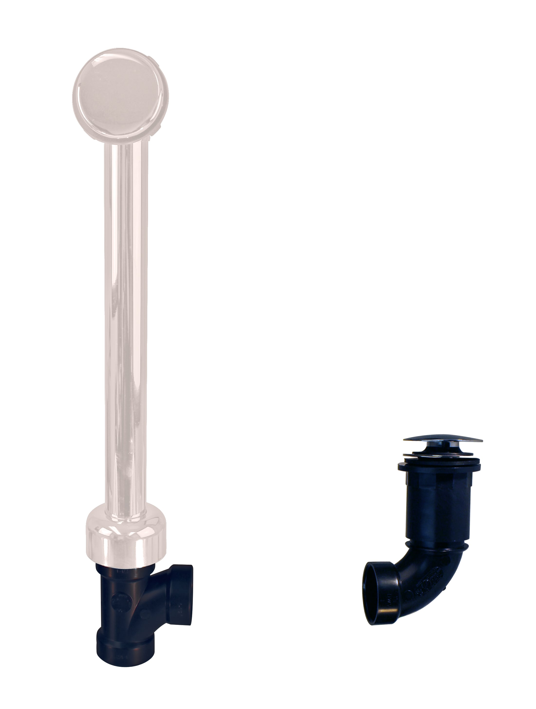 WESTBRASS 493144HRH-50 Semi-exposed Tip-toe Bath Waste and Overflow Drain In Powder Coat White