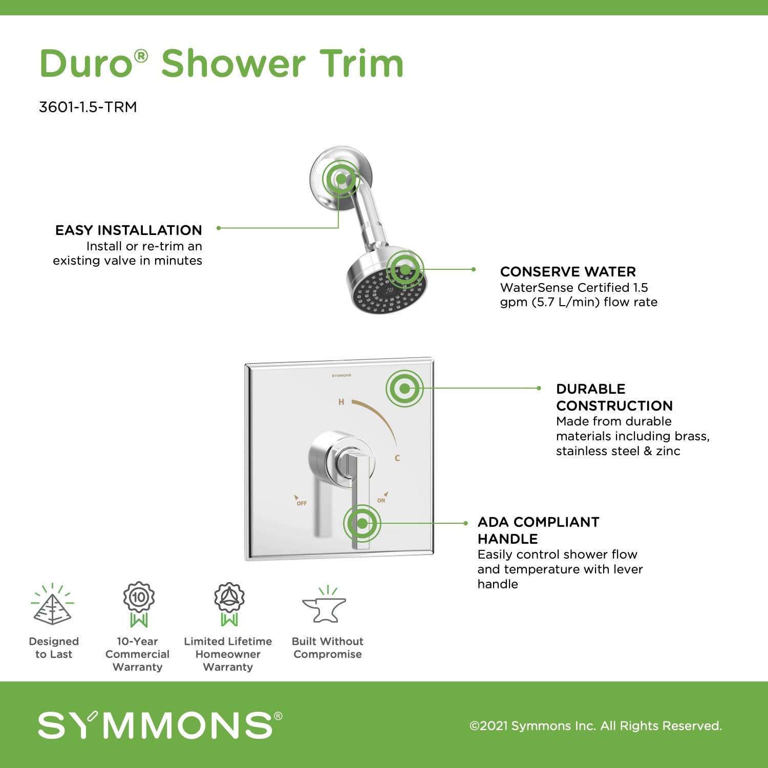 Symmons 3601-1.5-TRM Tub-Shower-Faucets - View #3