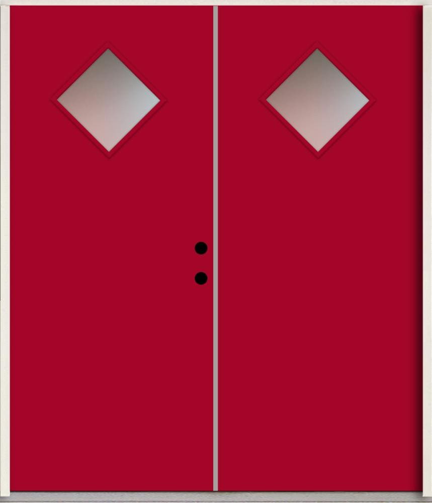 RELIABILT LO1067328 Spotlights 72-in x 80-in x Fiberglass 1/4 lite Left-hand inswing Cut Ruby Paint Painted Prehung Double Front Door Insulating core