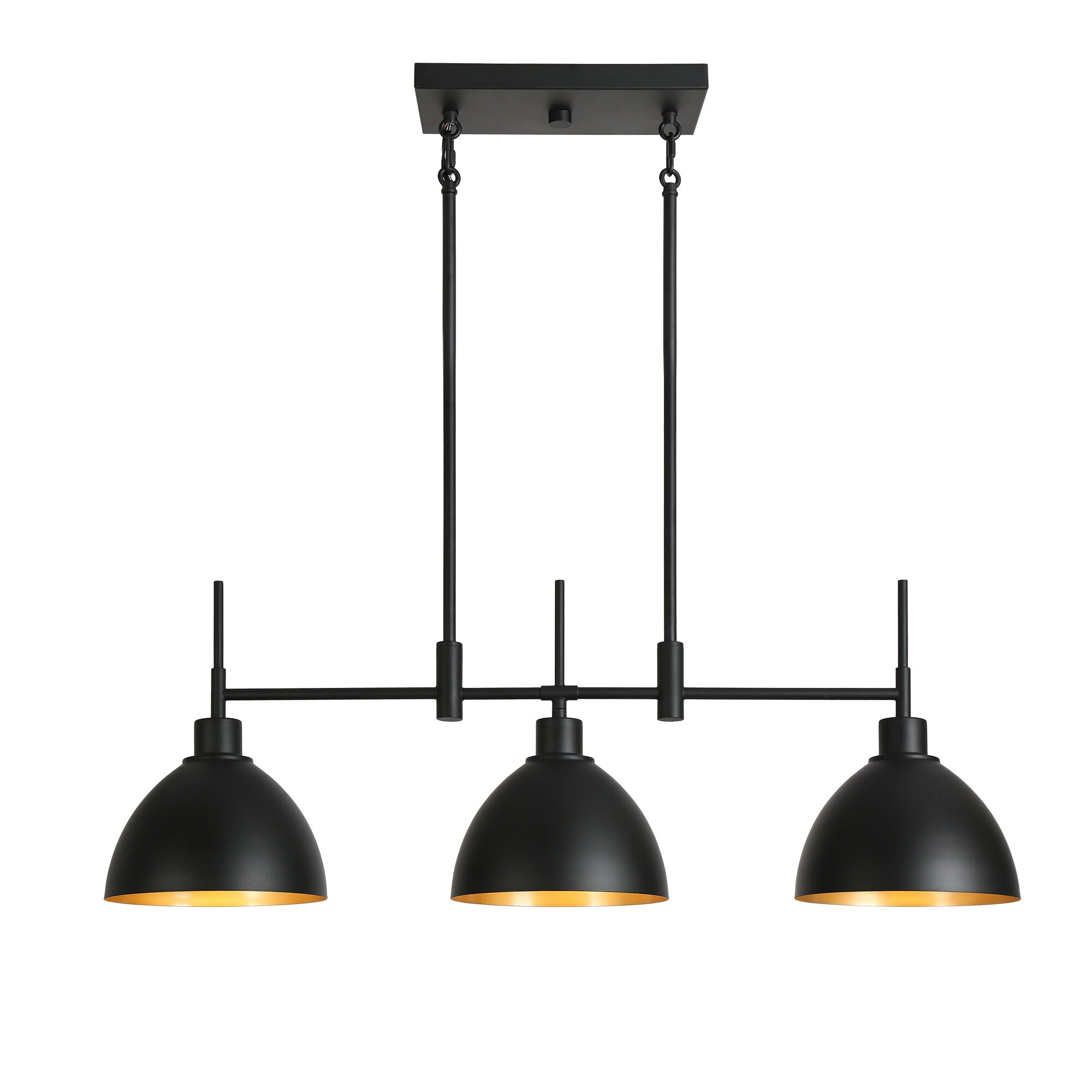 Uolfin Farmhouse 3-Light 33.3-in Large Linear Matte Black and Gold ...