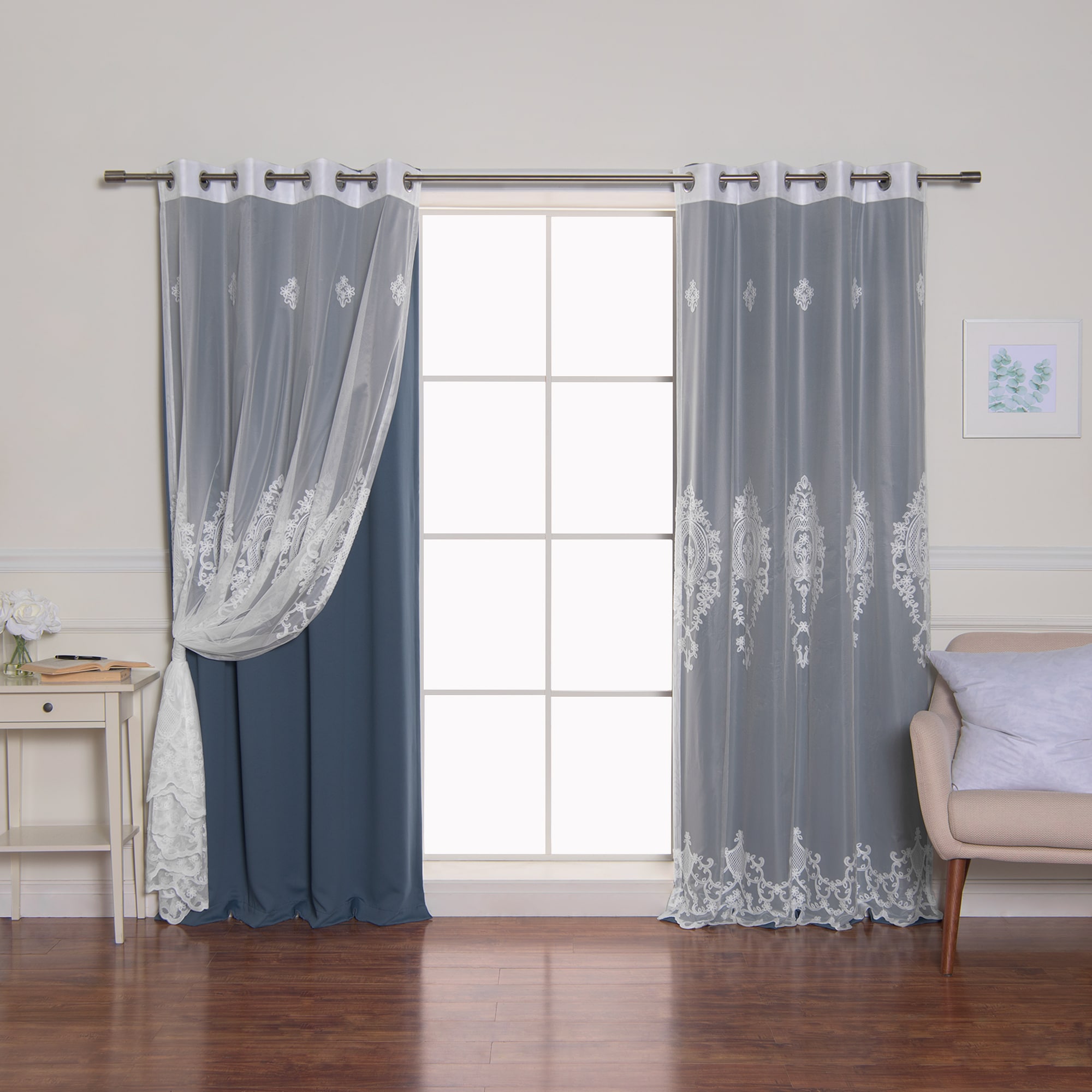 Best Home Fashion MM-DAMAS-96-INDIGO curtains - View #6