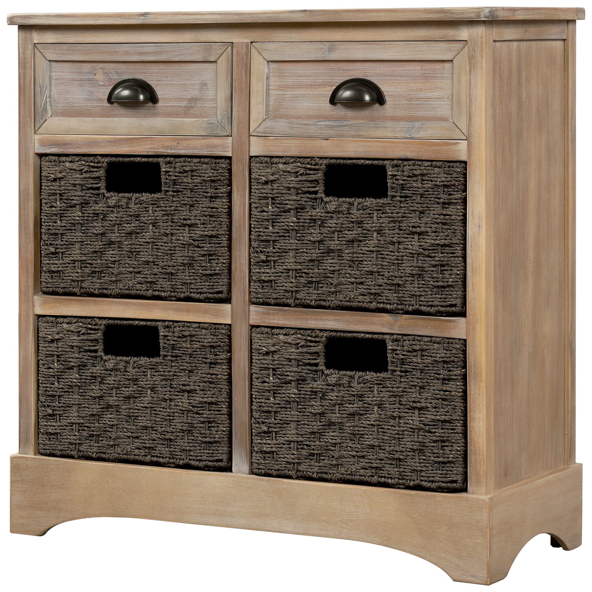 SINOFURN SYA330013WW Off-white Asian hardwood 6 -Drawer Double dresser