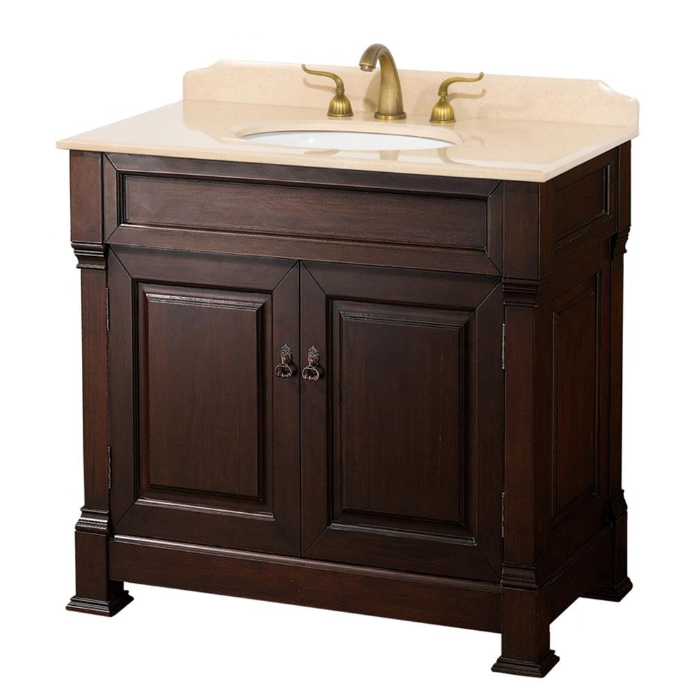 Wyndham Collection Andover 36 In Dark Cherry With Antique Bronze Trim Undermount Single Sink