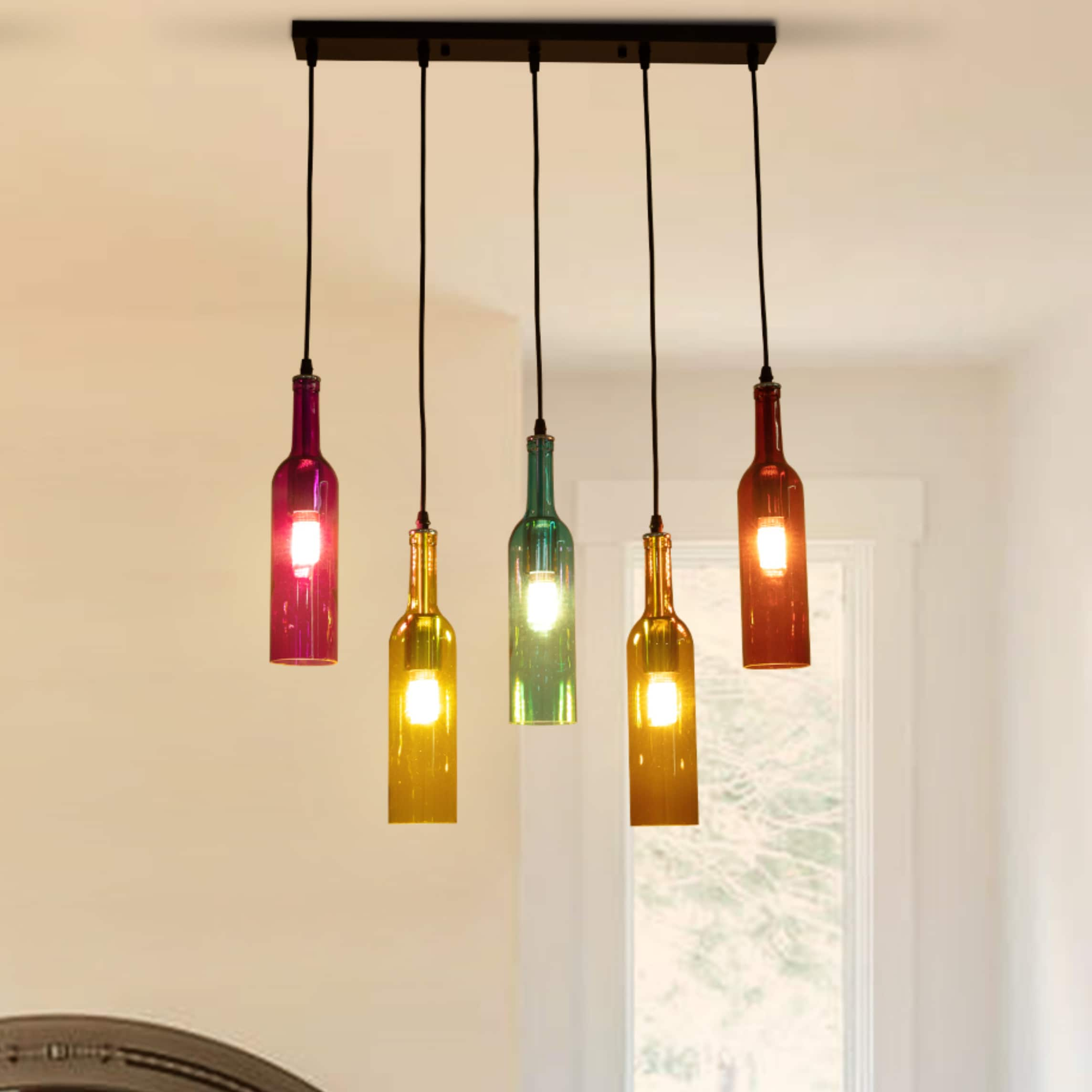 Oukaning 5-Light 21.26-in Multicolored Modern/Contemporary Art Glass ...