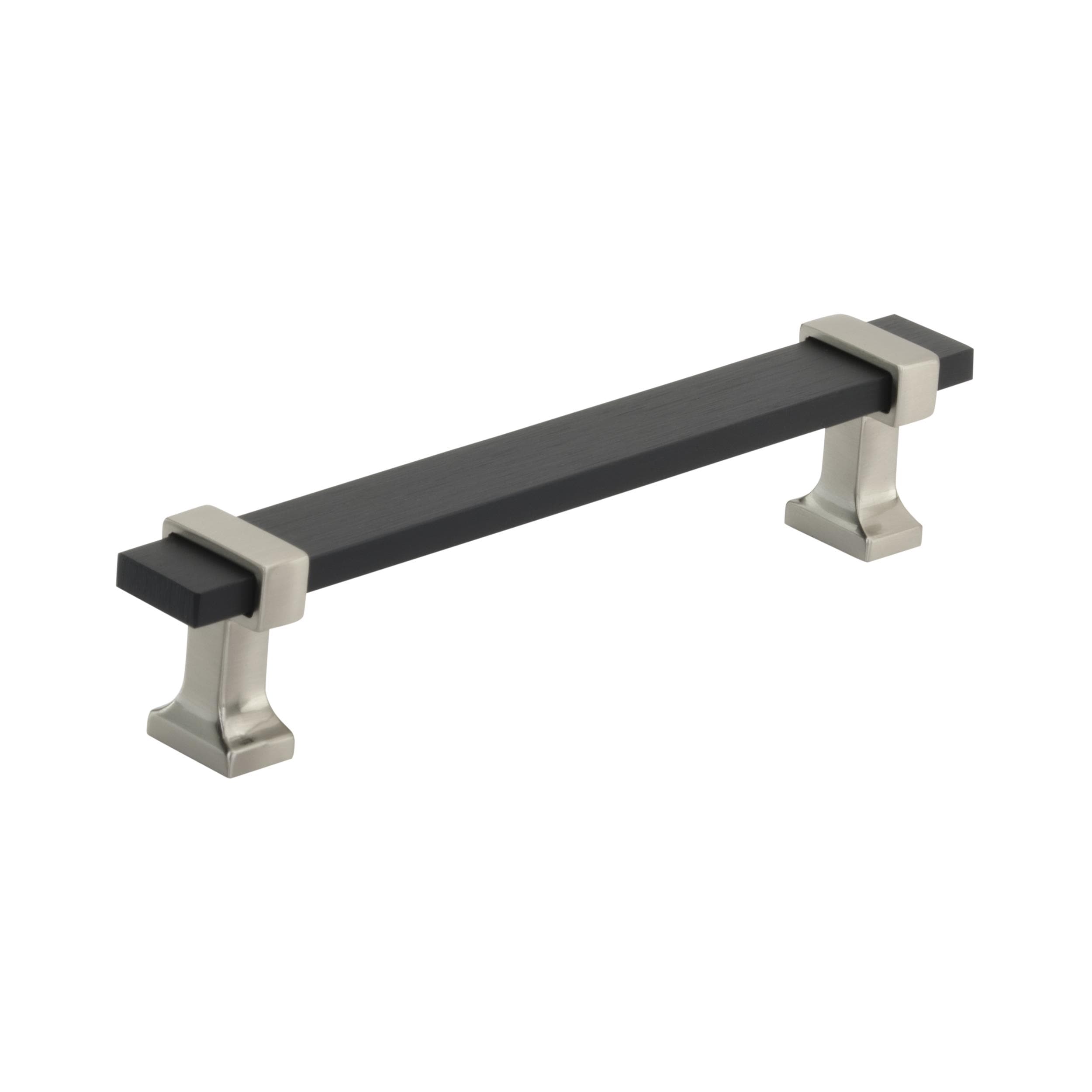 Amerock BP36682BMBG10 Overton 5-1/16-in , 128mm Center to Center Brushed Matte Black/Satin Nickel Cylindrical Bar