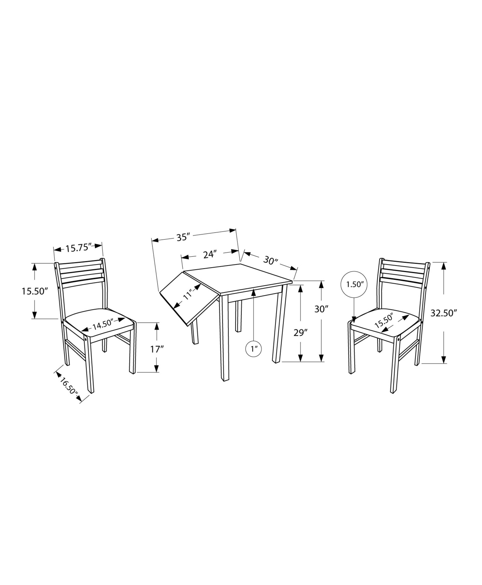 Monarch Specialties I 1078 Dining-Sets - View #4