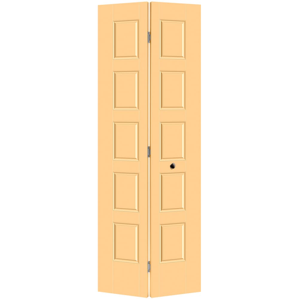 Masonite 1444392 Riverside 30-in x 80-in Marigold 5-panel equal Smooth Hollow core Prefinished Molded composite Closet Bifold Door ( Hardware Included )