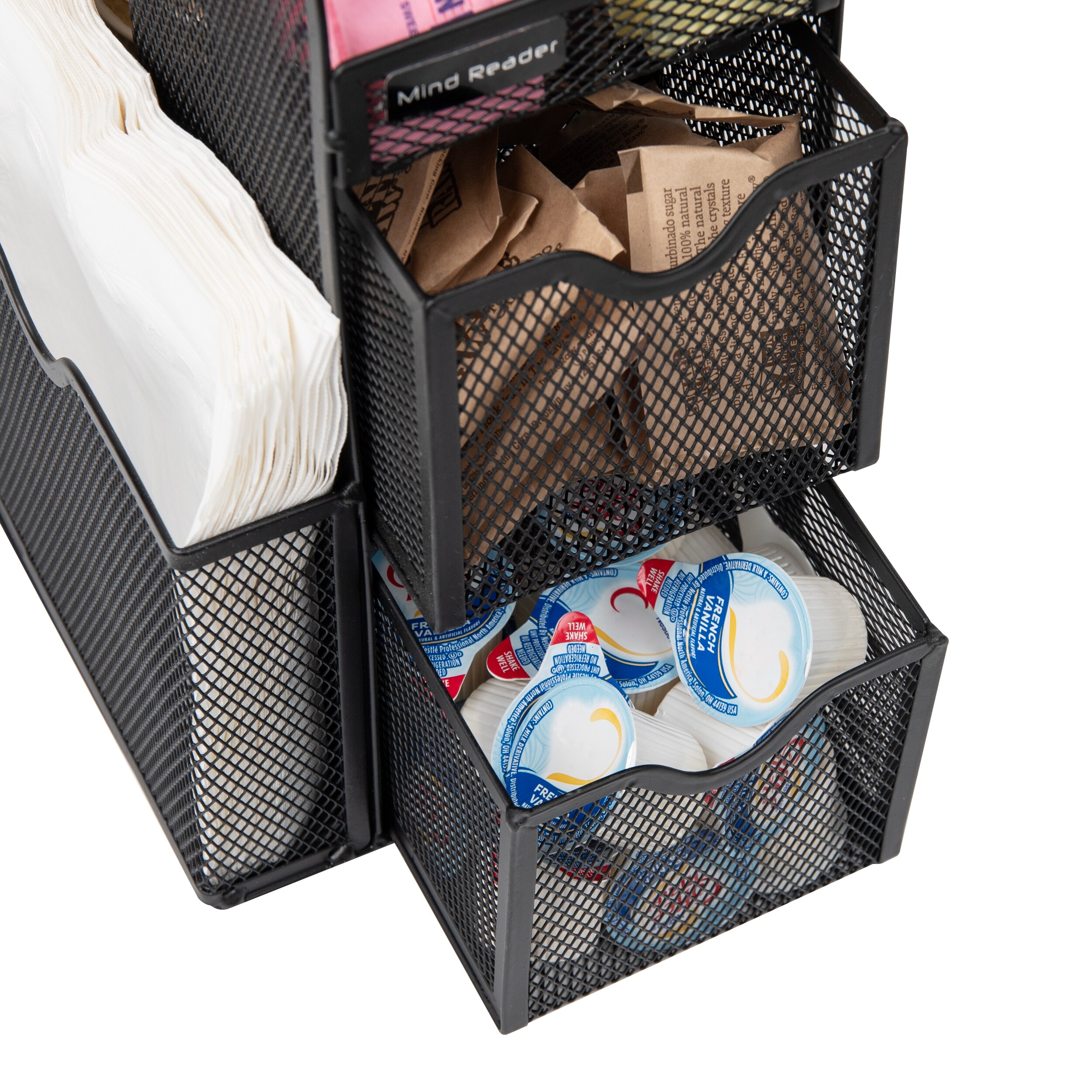 Black Metal 11-Compartment Coffee and Condiment Organizer