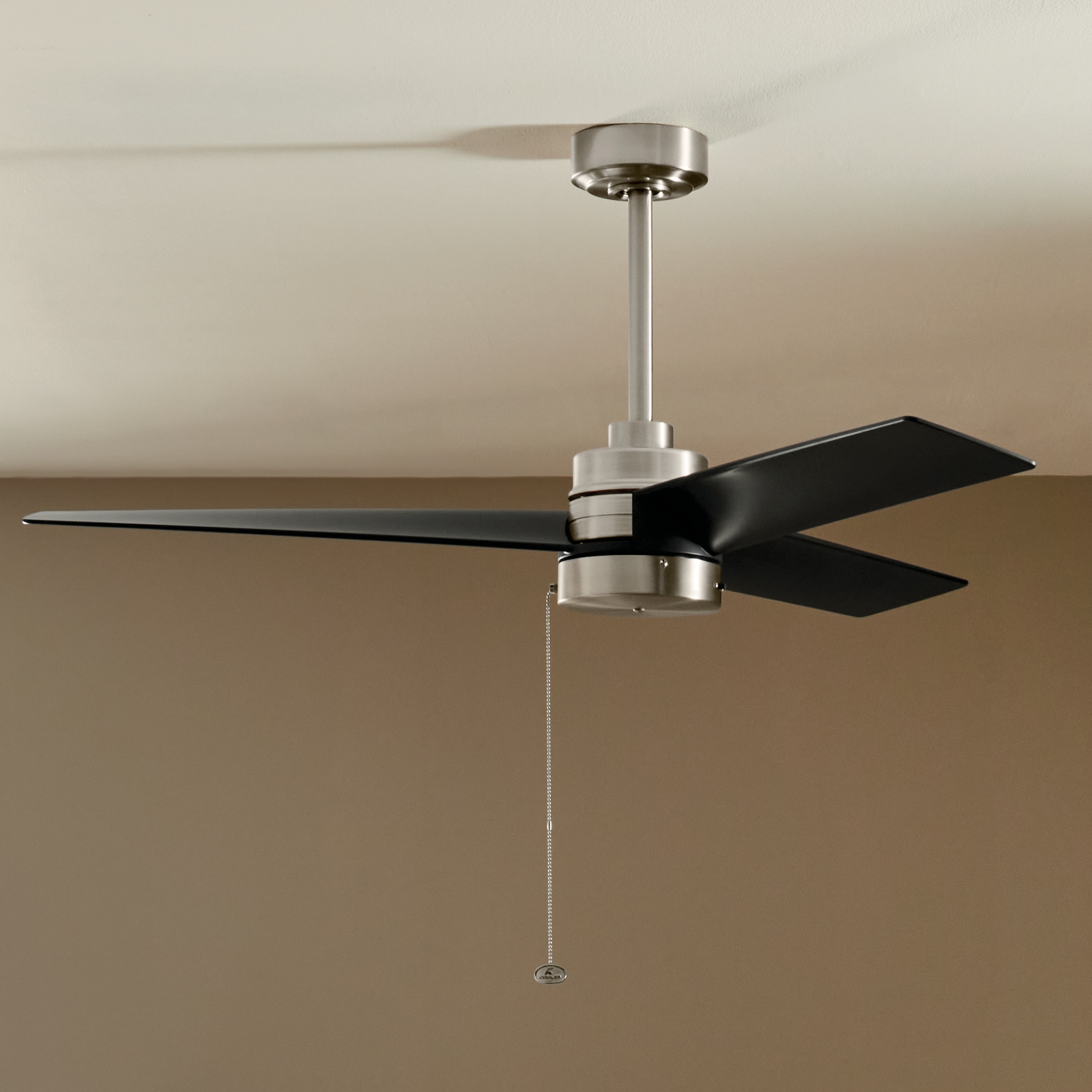 Kichler 300375NI Spyn Lite 52-in Brushed Nickel with Satin Black Blades Ceiling Fan Light Kit Compatible ( 3 -Blade )
