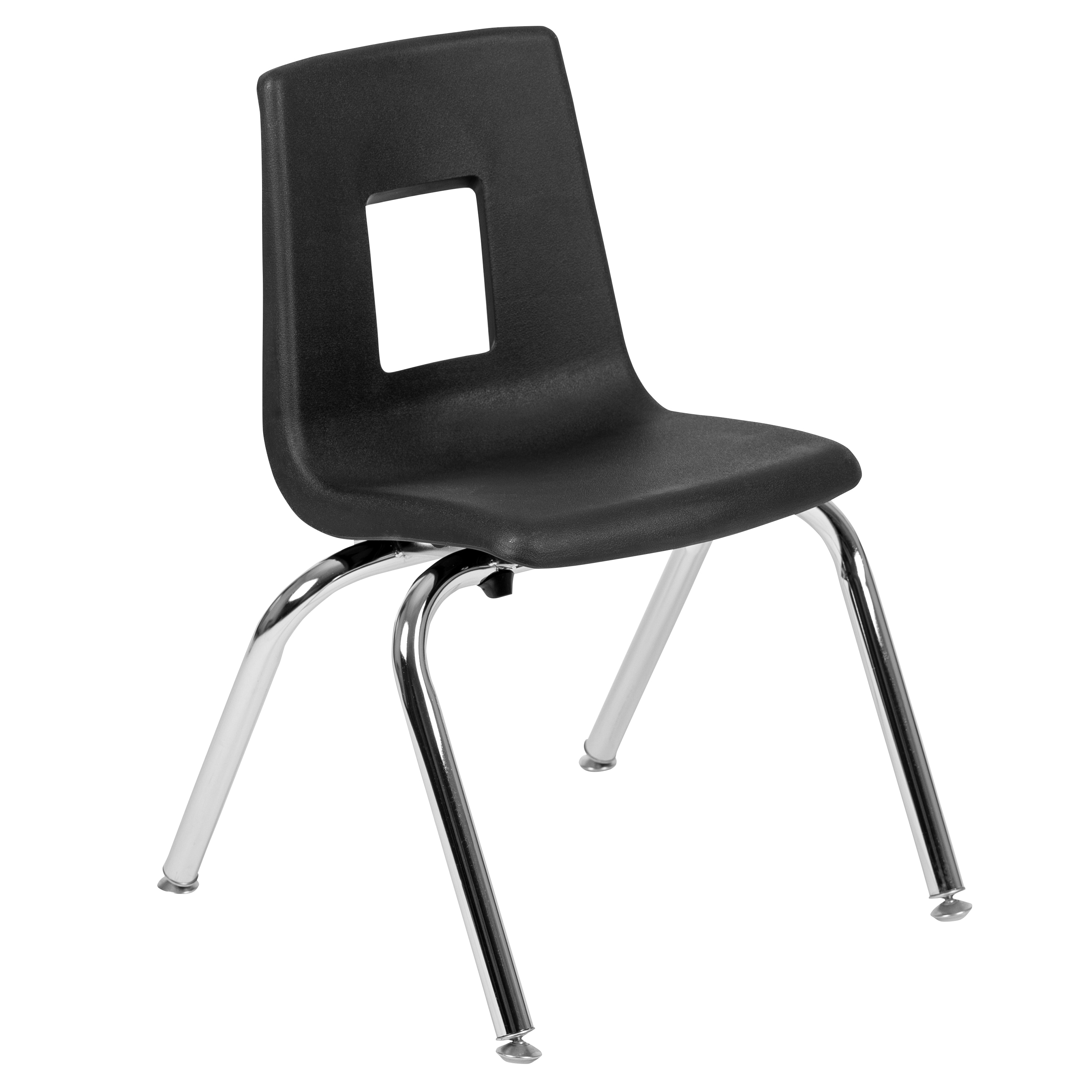 Emma + Oliver 889142506119 Black Student Stack School Chair - 14-inch