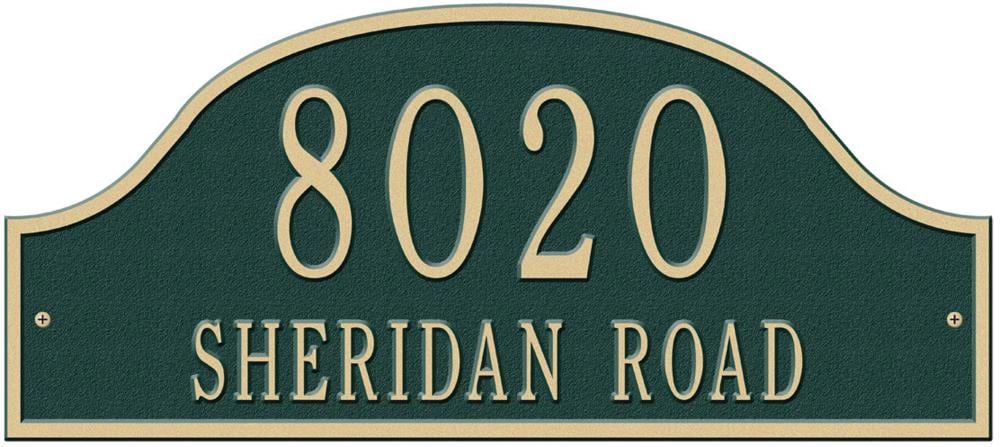 Whitehall 1138GG 7-in H x 15-3/4-in W Green/gold Aluminum Address plaque