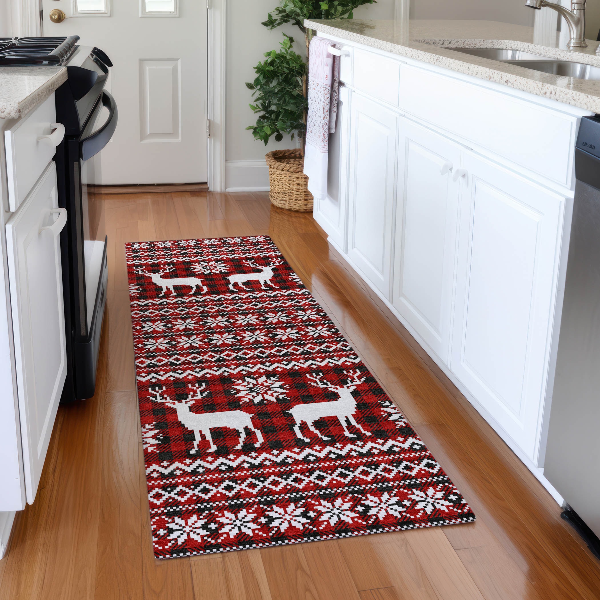 Addison Rugs ACN1820RD2X8 Chantille ACN1820RD 2 x 7 (ft) Loomed Polyester Red Rectangular Indoor/Outdoor Machine washable Area rug