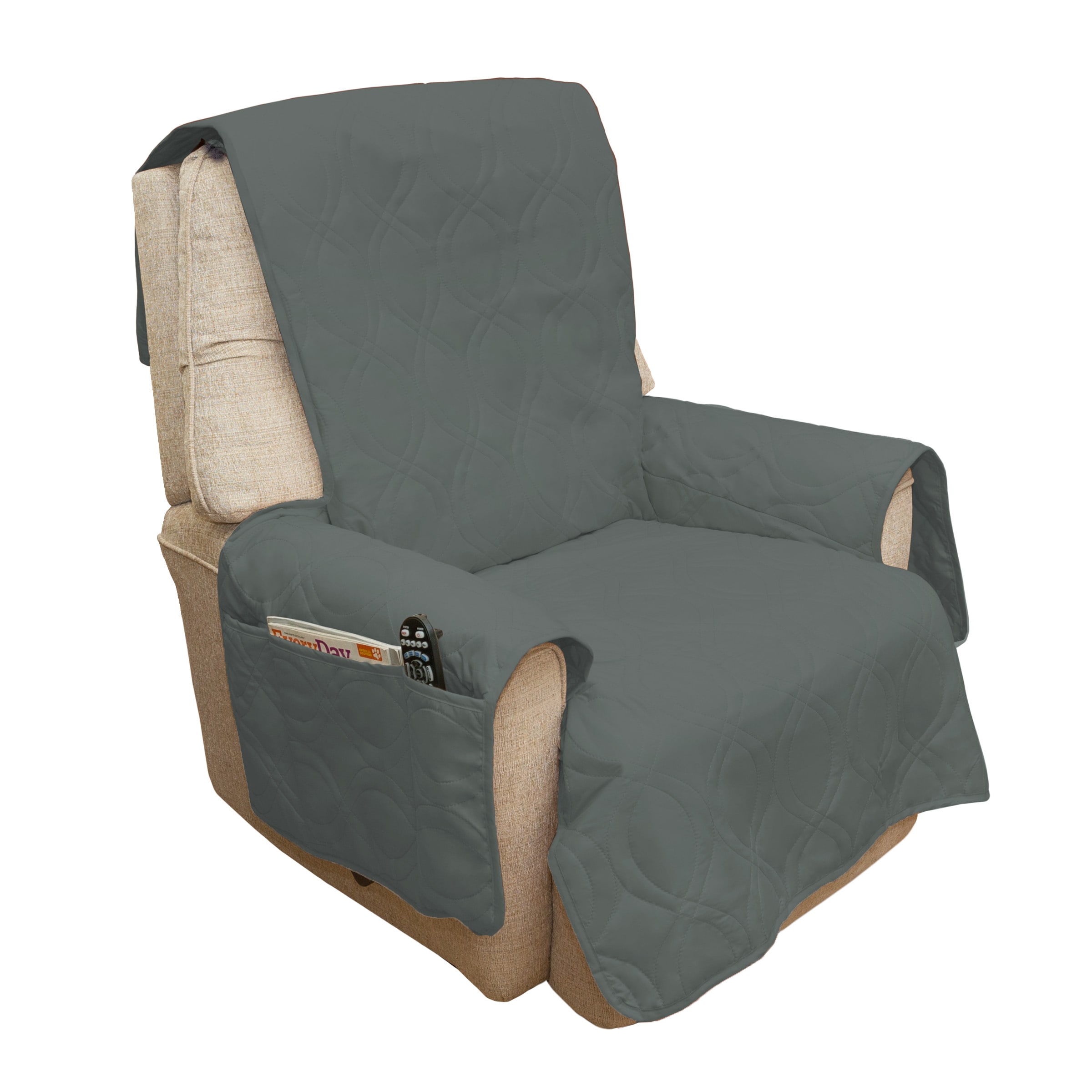 PETMAKER 951613GRV Furniture Covers Gray Microsuede Chair Slipcover 35-Inches W x 21-Inches H x 21-Inches D