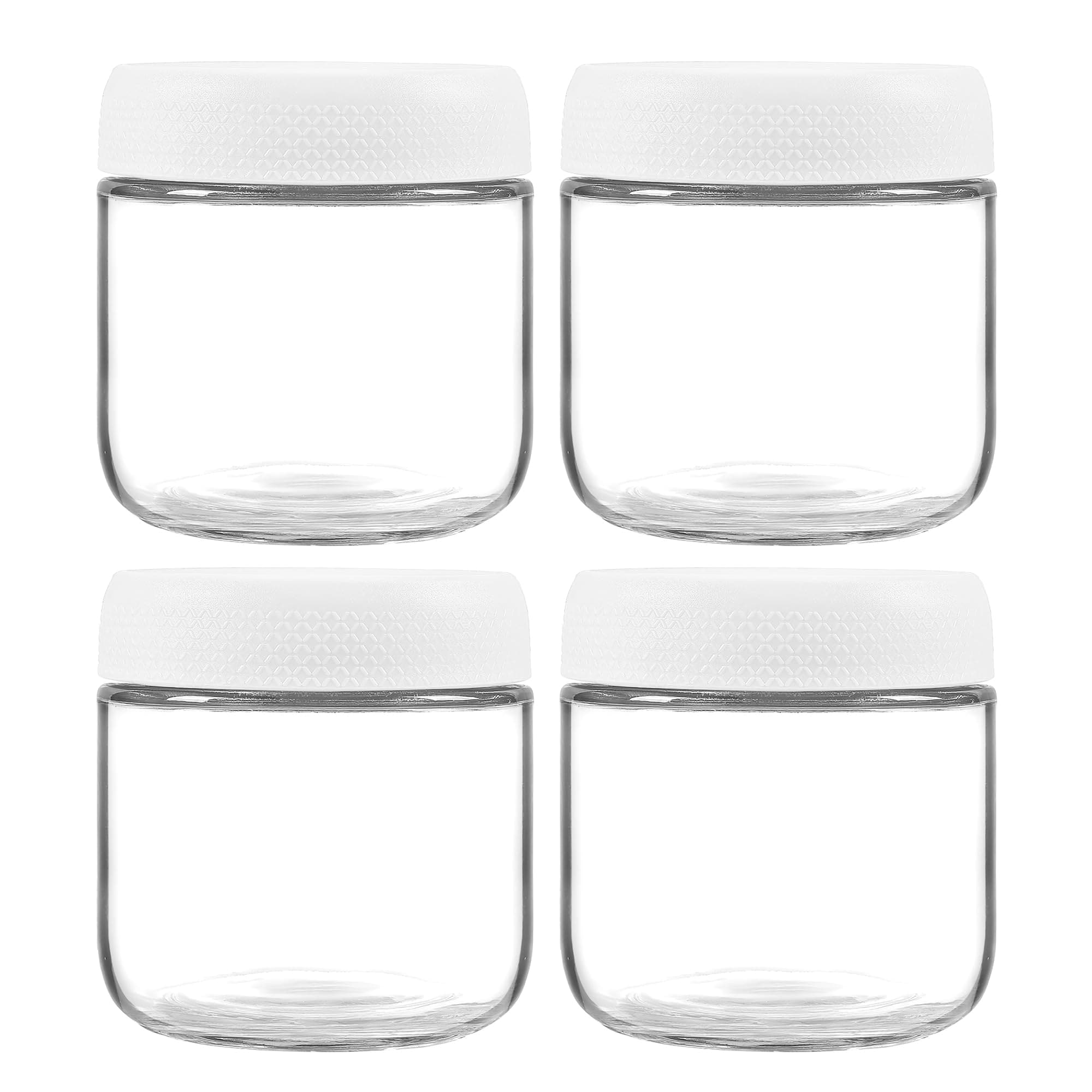 Aoibox  4 Piece Clear Glass Airtight Storage Canister Set with Colorful Threaded Lids 12 oz White