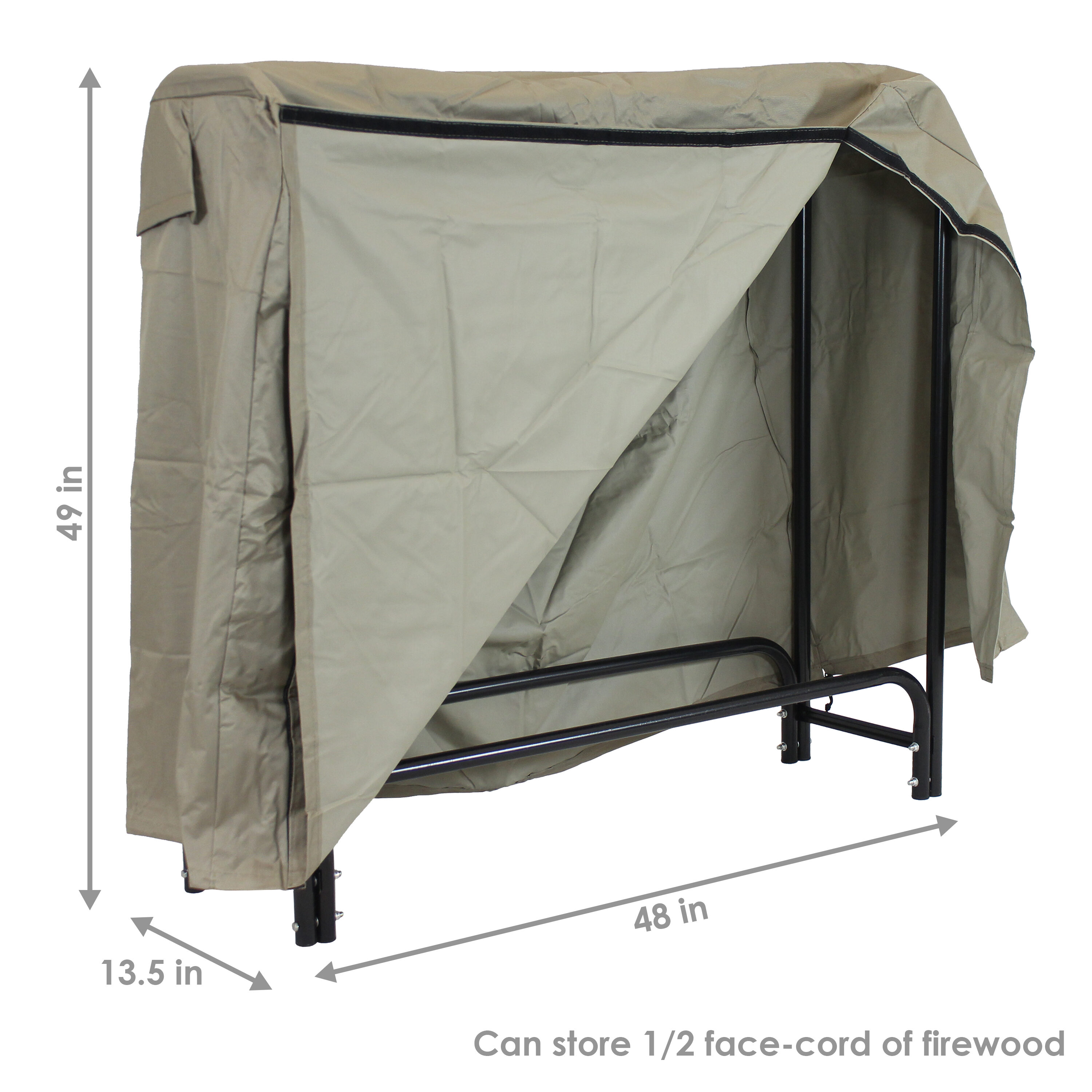 Sunnydaze Decor QX-4LR-4LRC-KHAKI Firewood-Storage - View #2