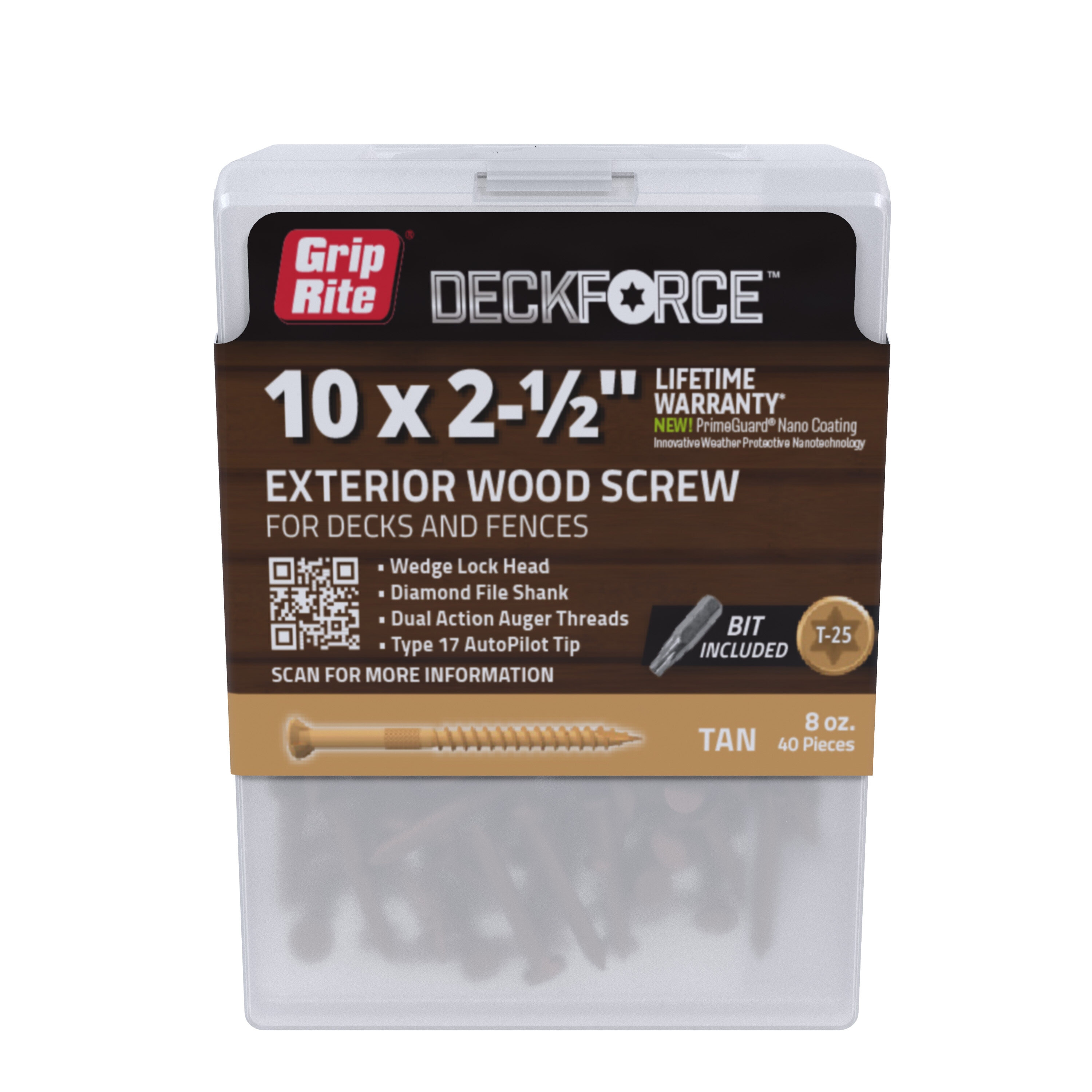 DeckForce by Grip Rite GRDF212STT40 #10 x 2-1/2-in Wood to wood Deck Screws ( 40 -Per Box )